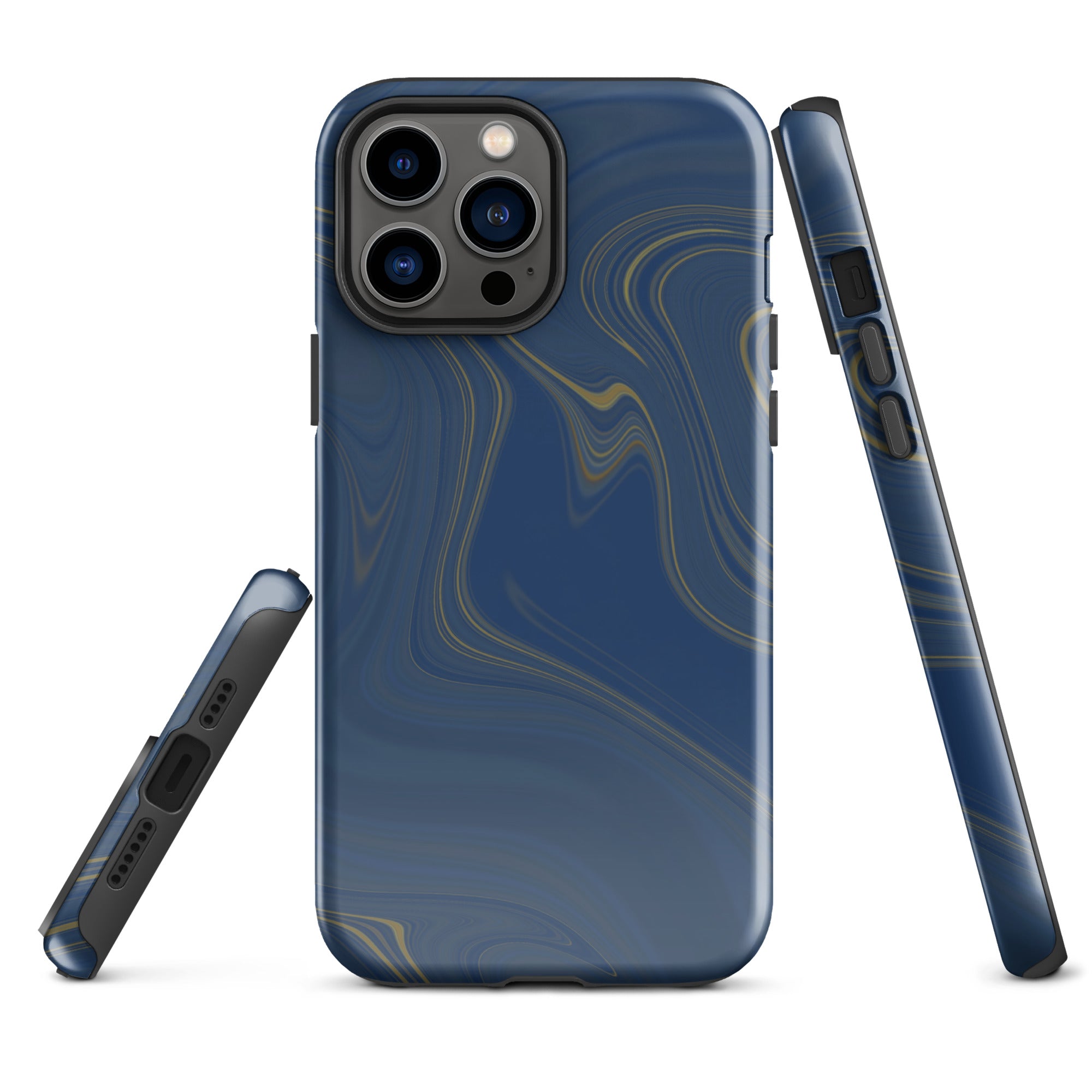 Tough Case for iPhone® Liquid Gold Marble Blue