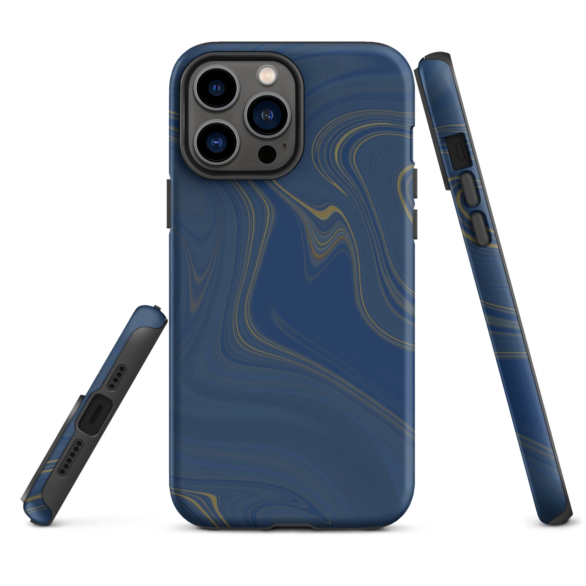 Tough Case for iPhone® Liquid Gold Marble Blue
