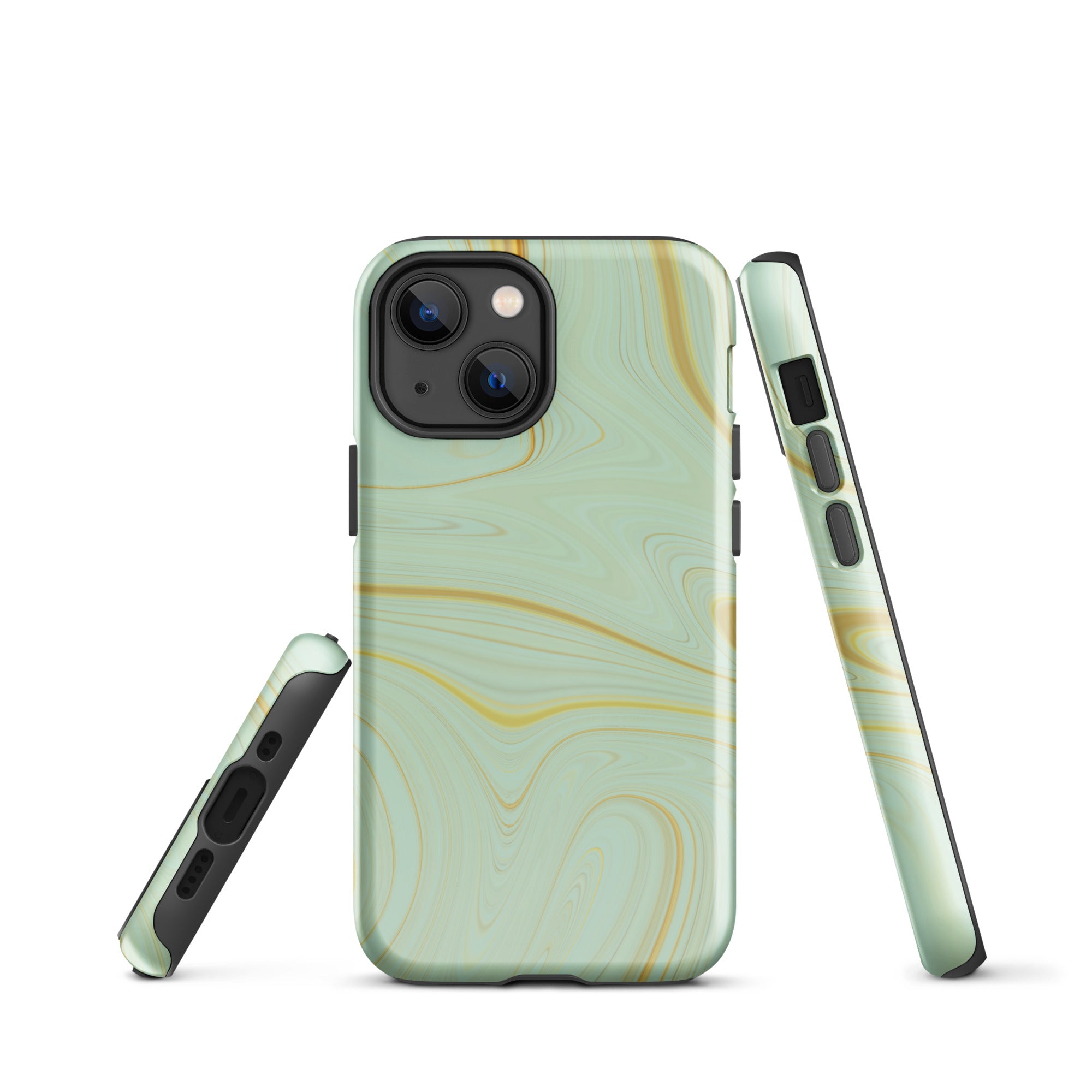 Tough Case for iPhone® Liquid Gold Marble Green