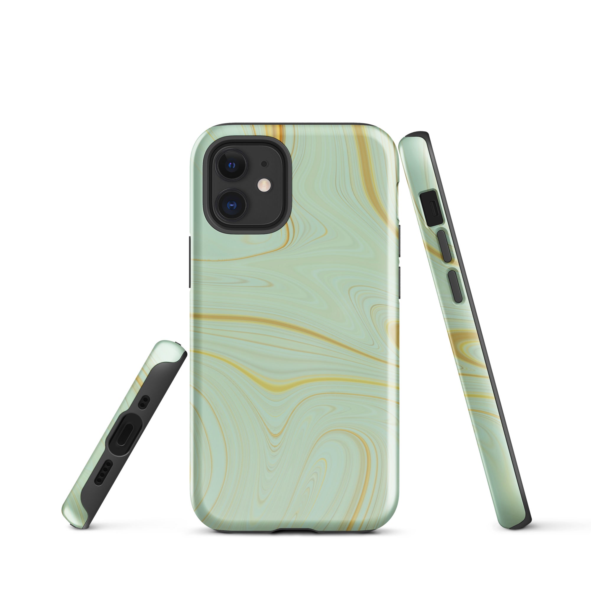 Tough Case for iPhone® Liquid Gold Marble Green