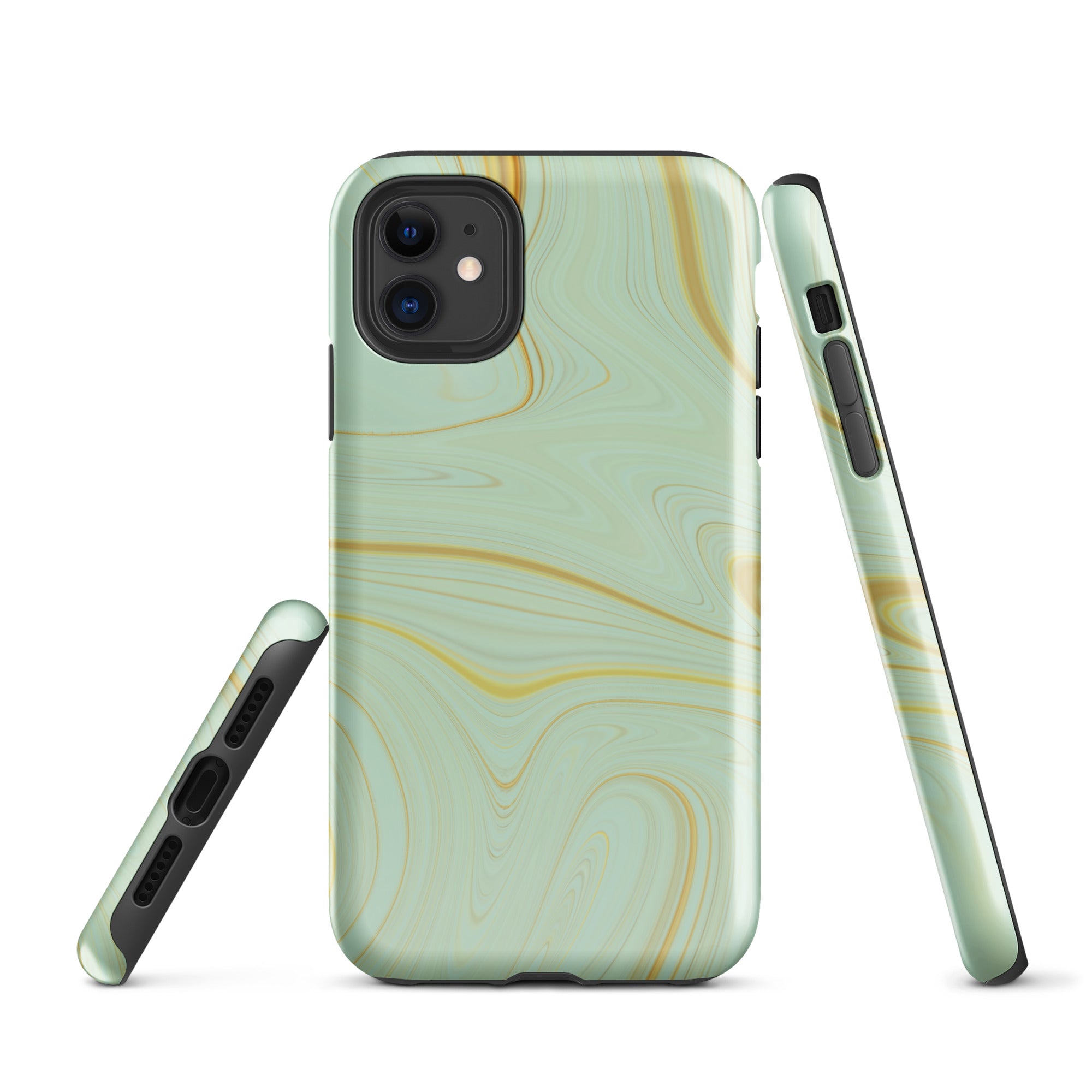 Tough Case for iPhone® Liquid Gold Marble Green