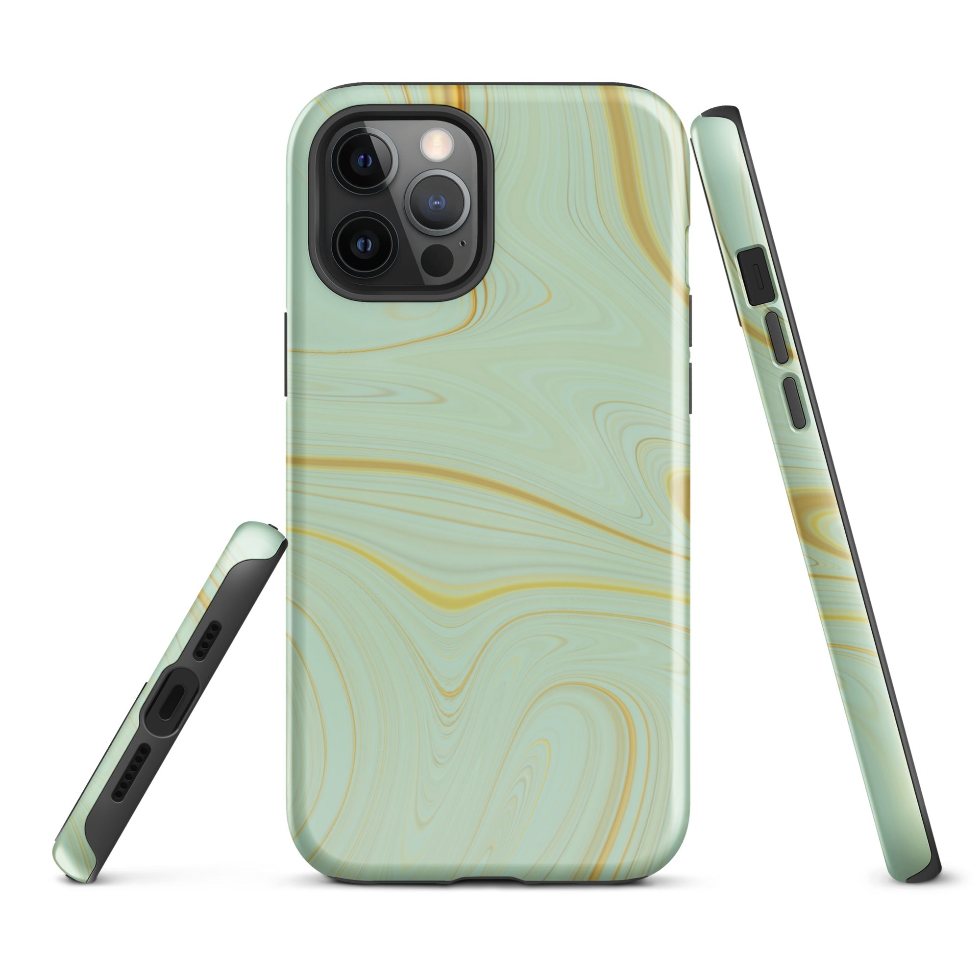 Tough Case for iPhone® Liquid Gold Marble Green