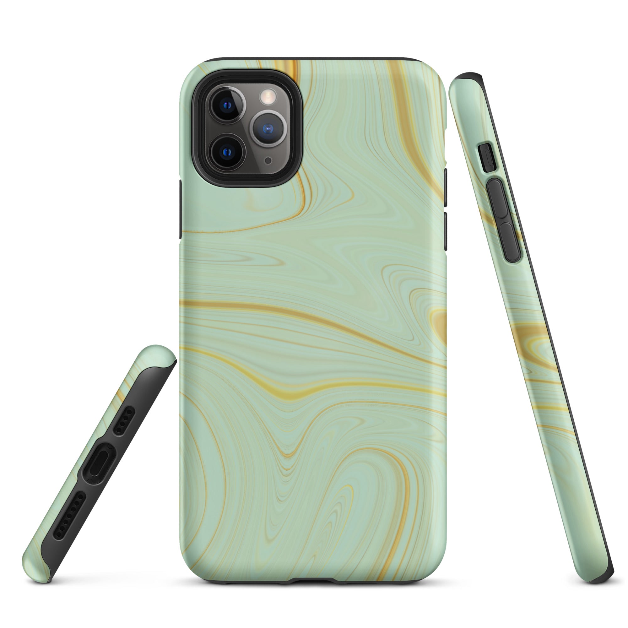 Tough Case for iPhone® Liquid Gold Marble Green