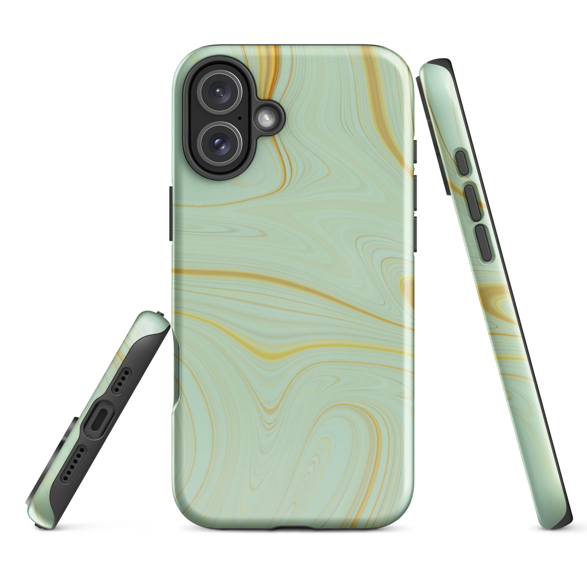 Tough Case for iPhone® Liquid Gold Marble Green