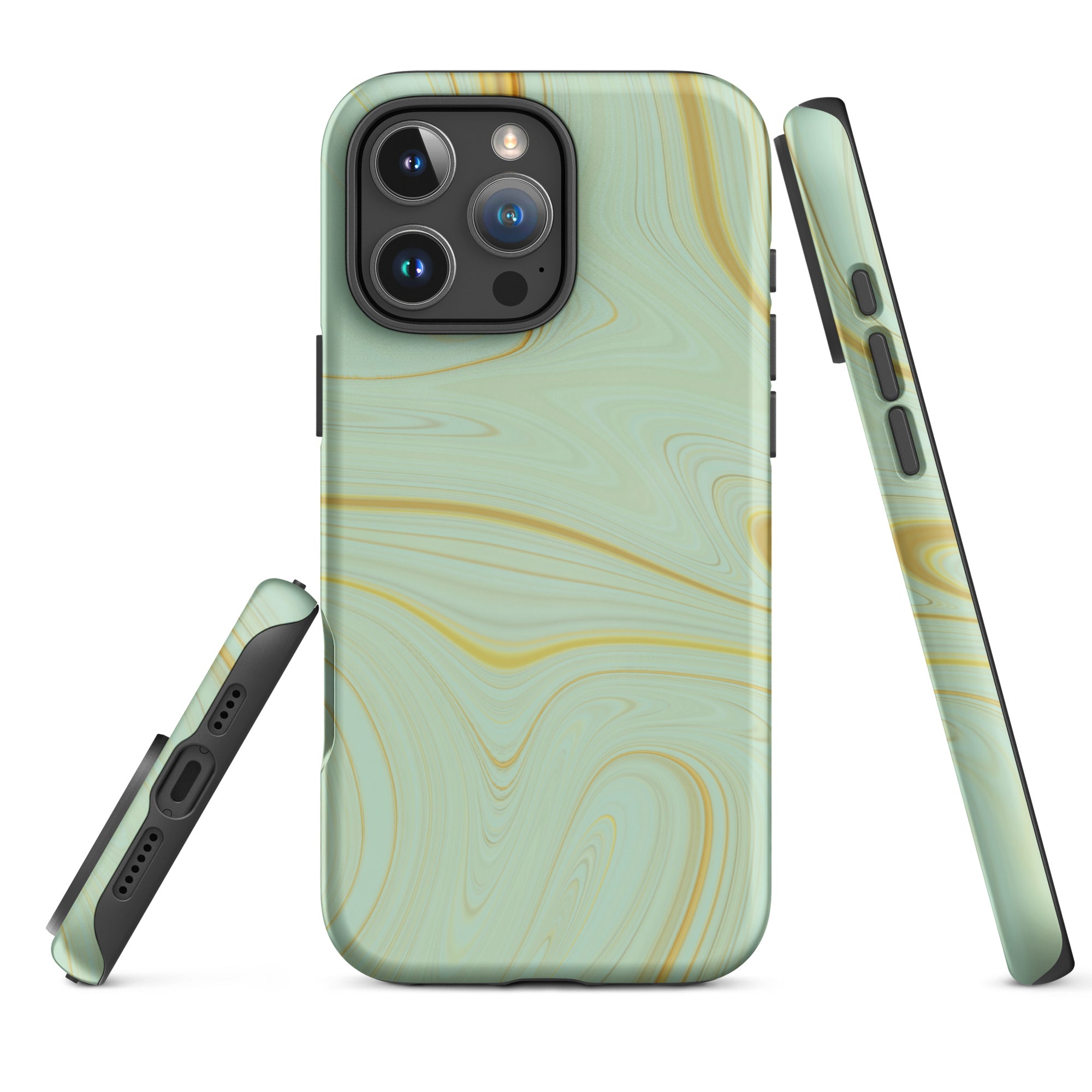 Tough Case for iPhone® Liquid Gold Marble Green