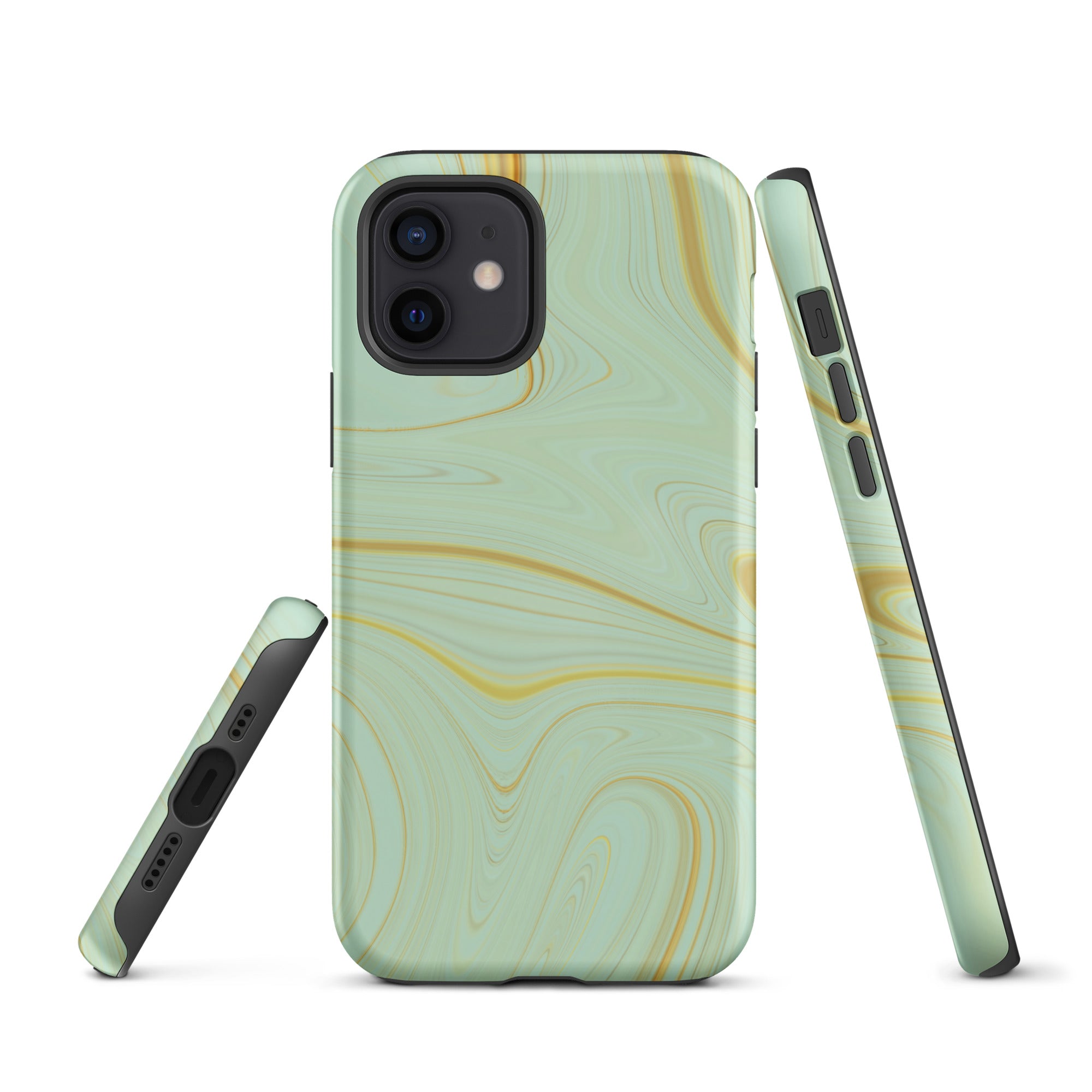 Tough Case for iPhone® Liquid Gold Marble Green