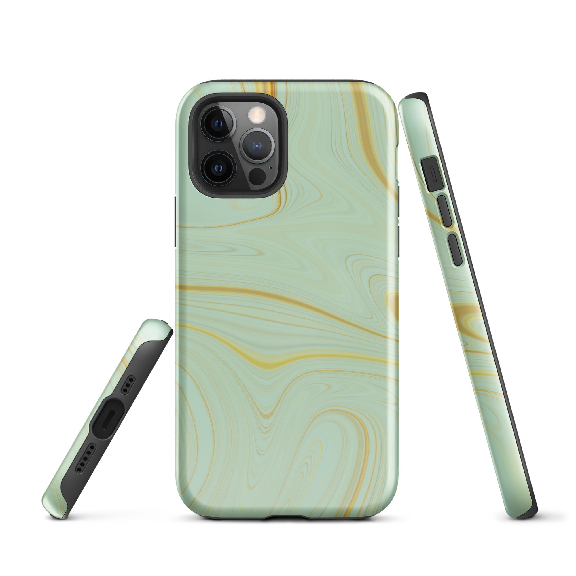Tough Case for iPhone® Liquid Gold Marble Green