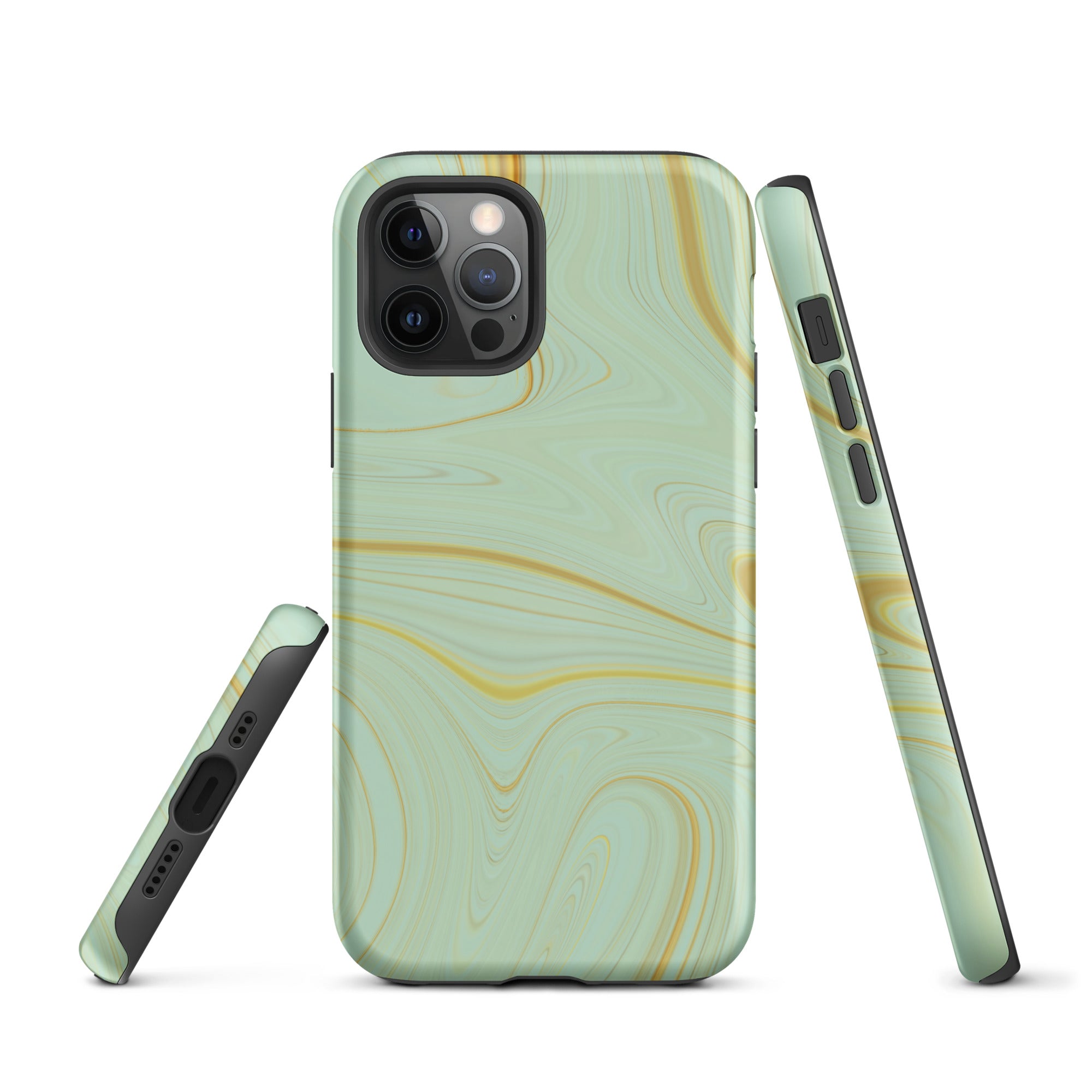 Tough Case for iPhone® Liquid Gold Marble Green