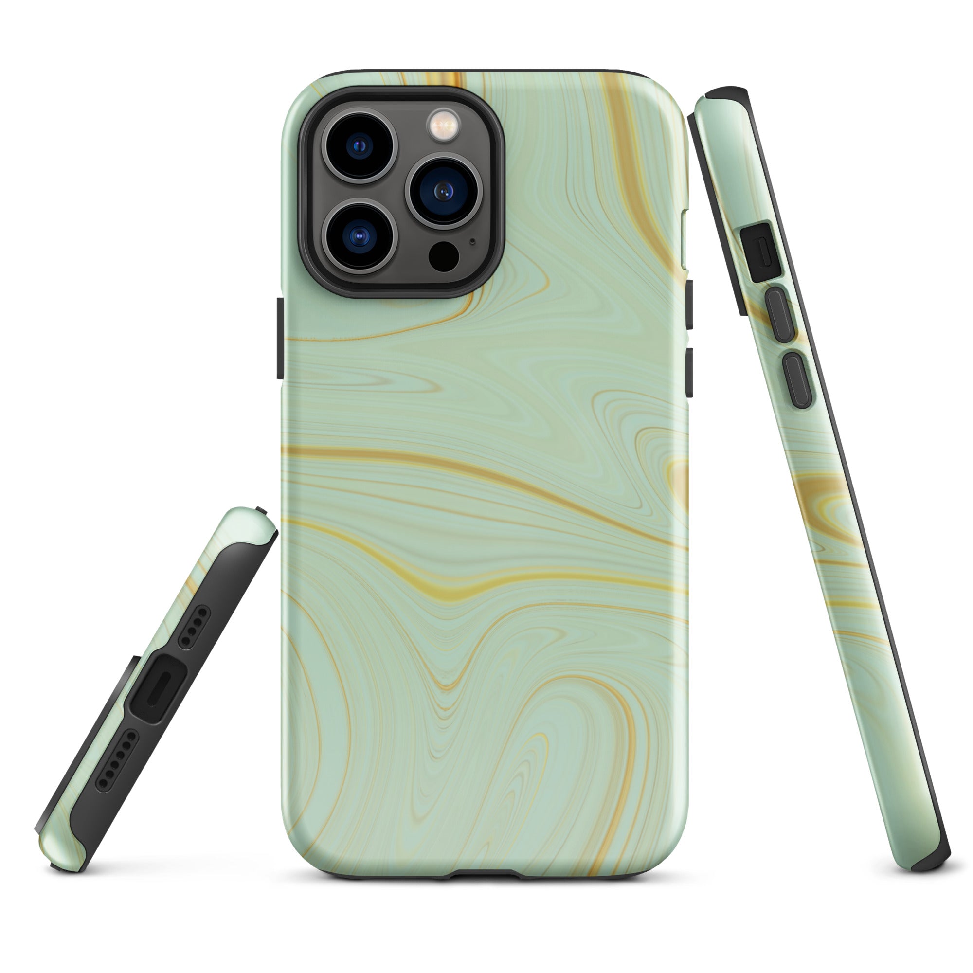 Tough Case for iPhone® Liquid Gold Marble Green