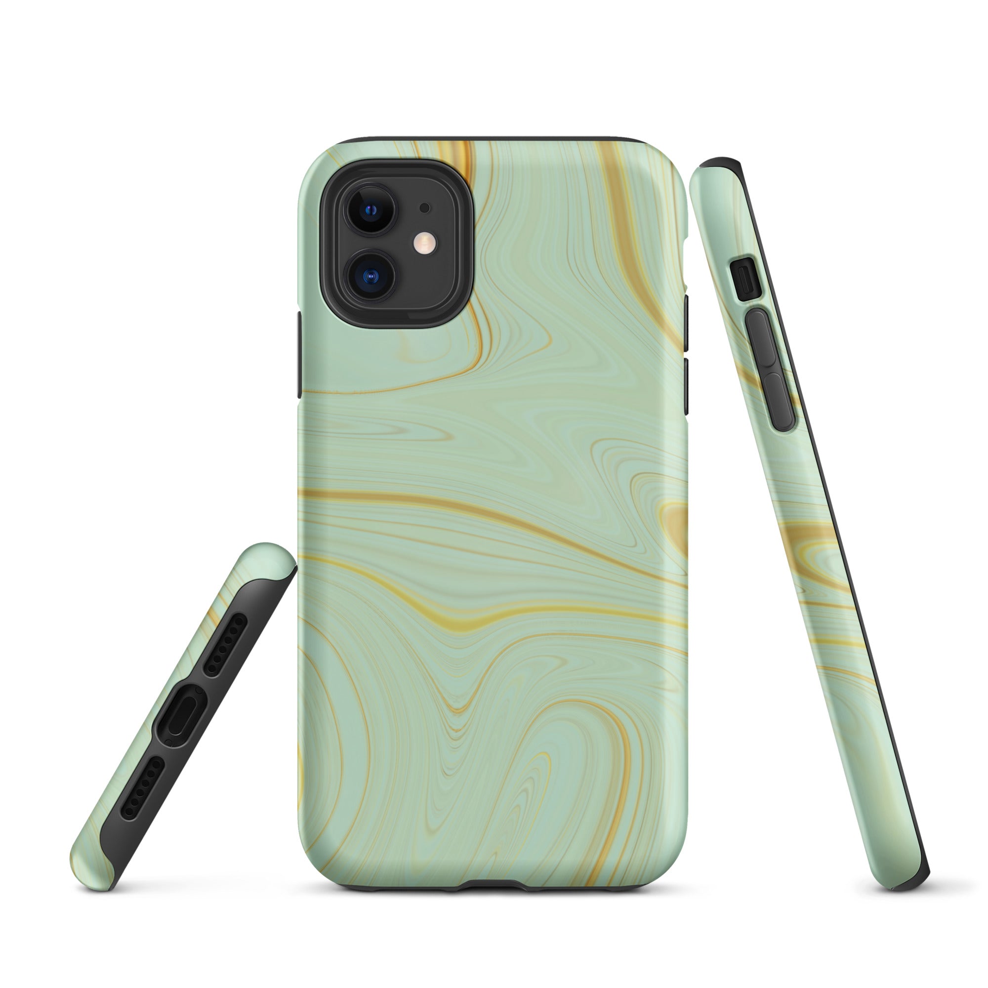Tough Case for iPhone® Liquid Gold Marble Green