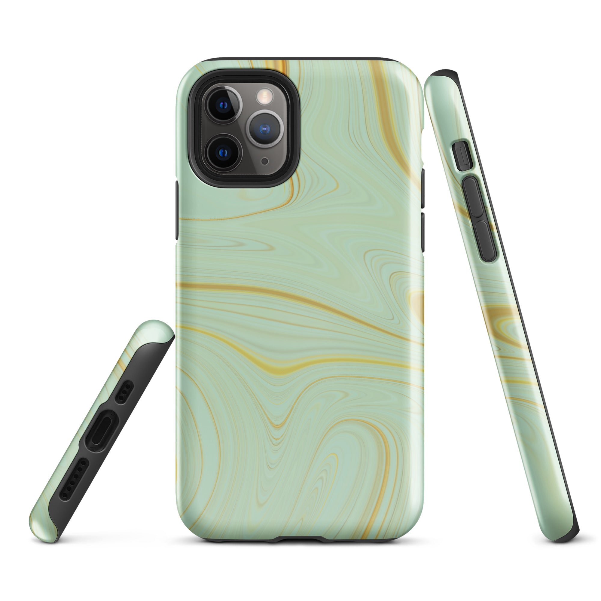 Tough Case for iPhone® Liquid Gold Marble Green