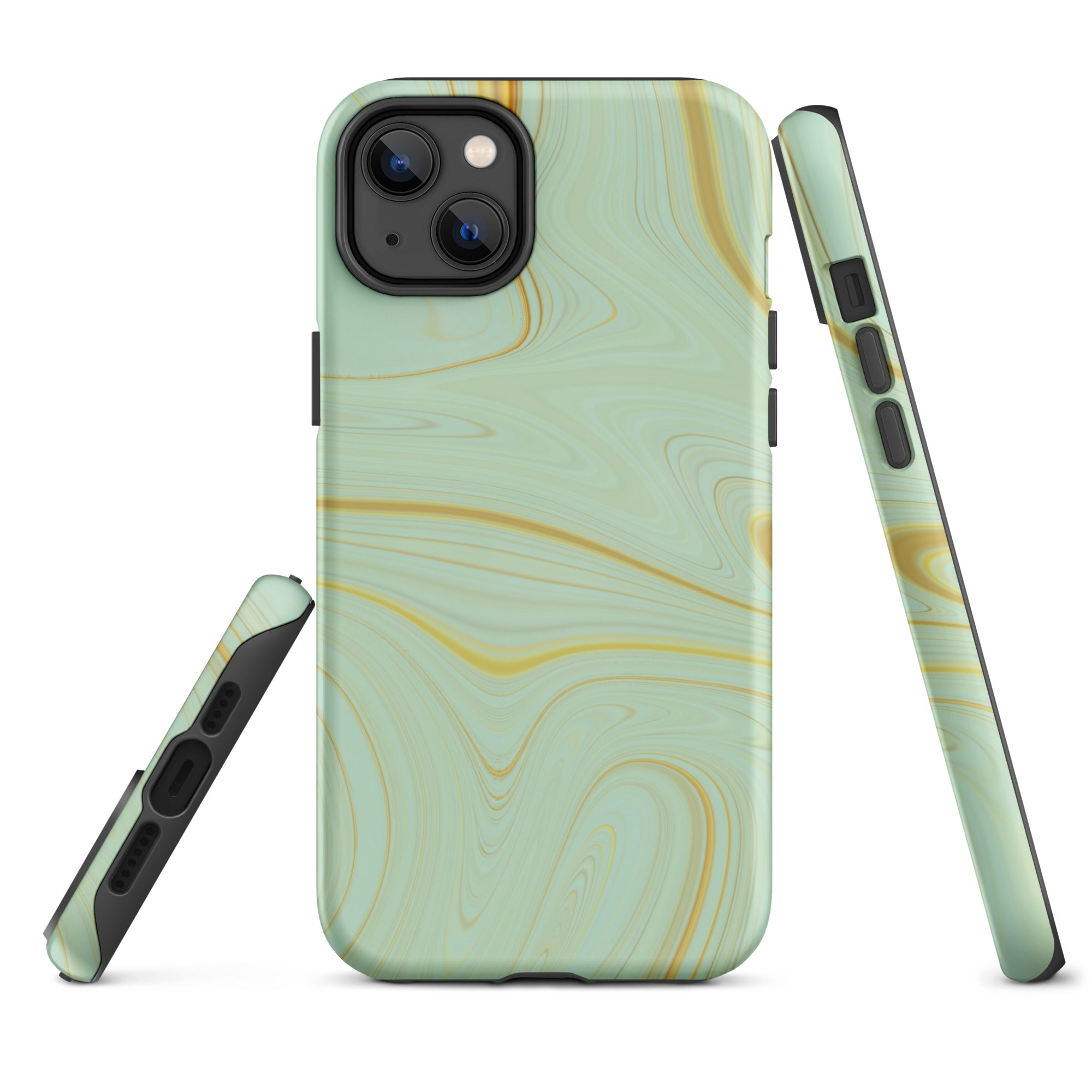 Tough Case for iPhone® Liquid Gold Marble Green