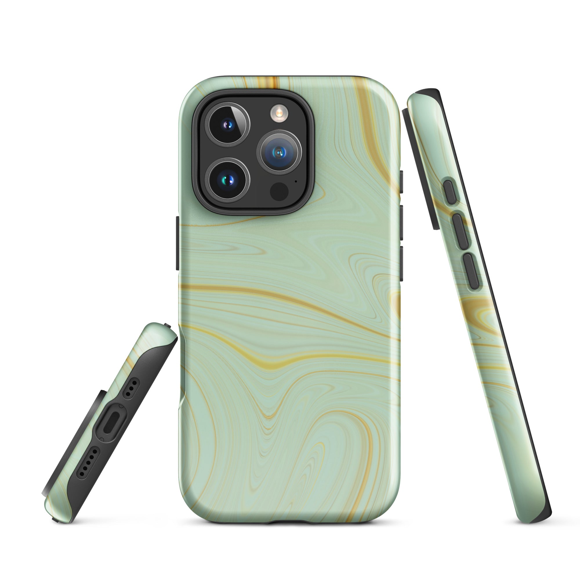 Tough Case for iPhone® Liquid Gold Marble Green