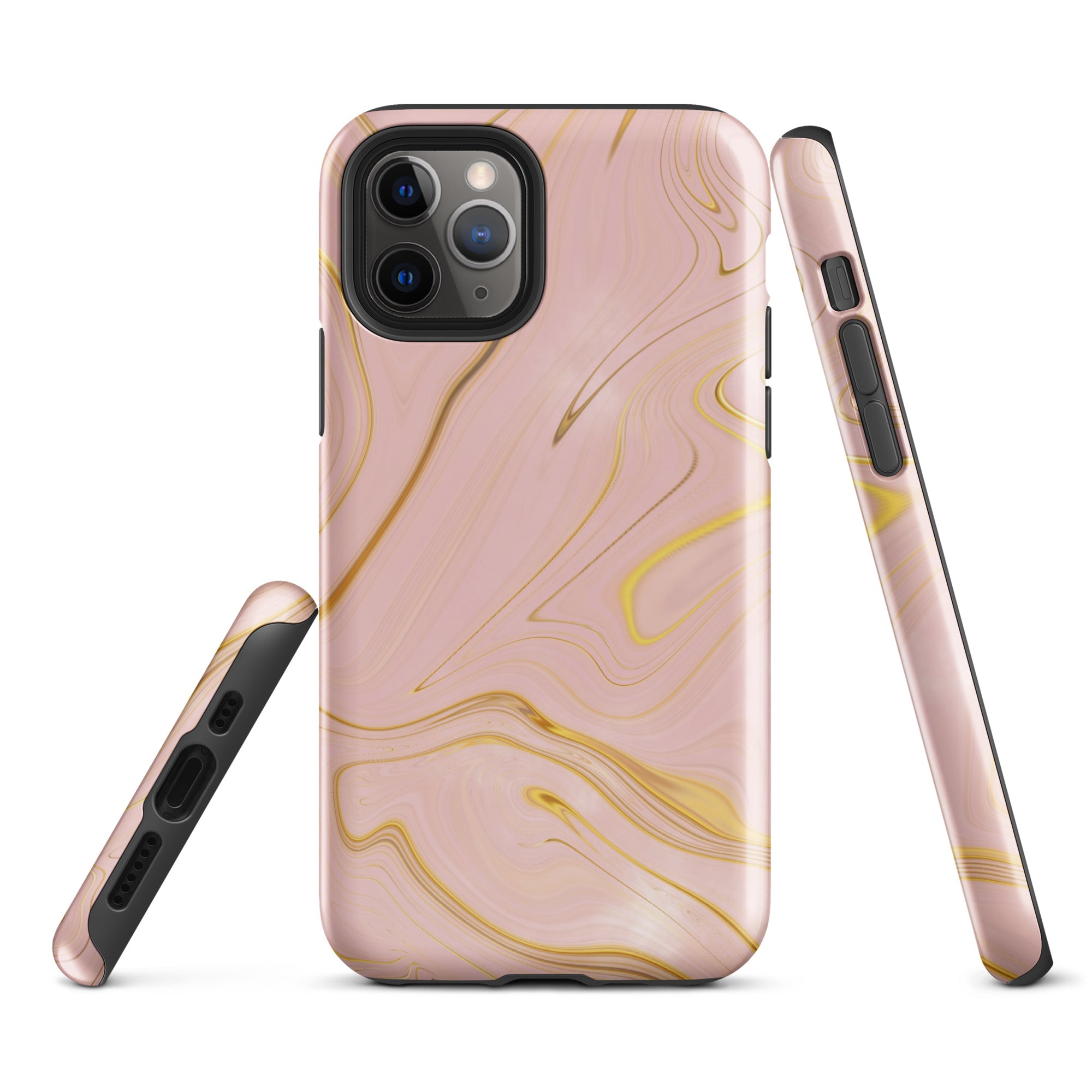 Tough Case for iPhone® Liquid Gold Marble Pink