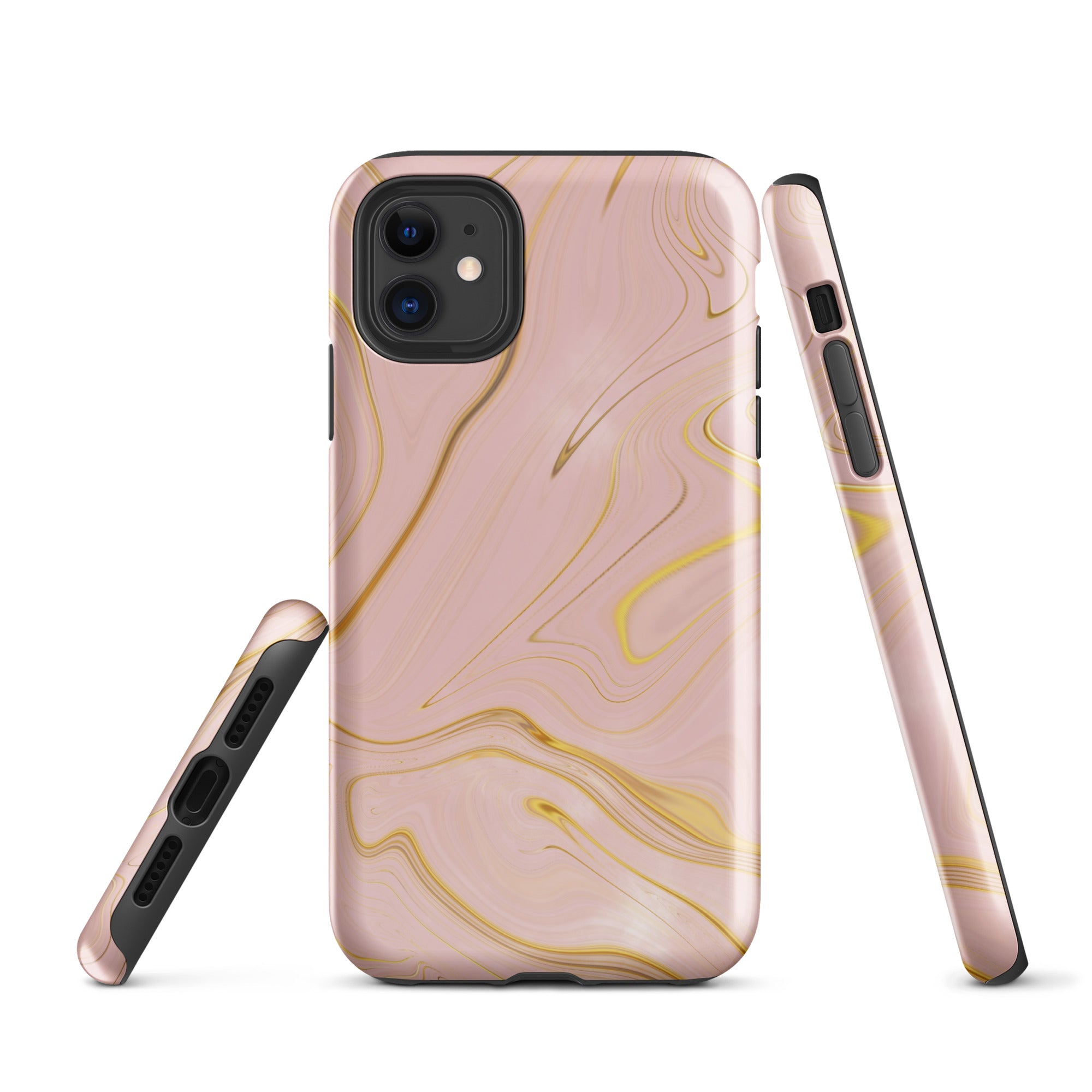 Tough Case for iPhone® Liquid Gold Marble Pink