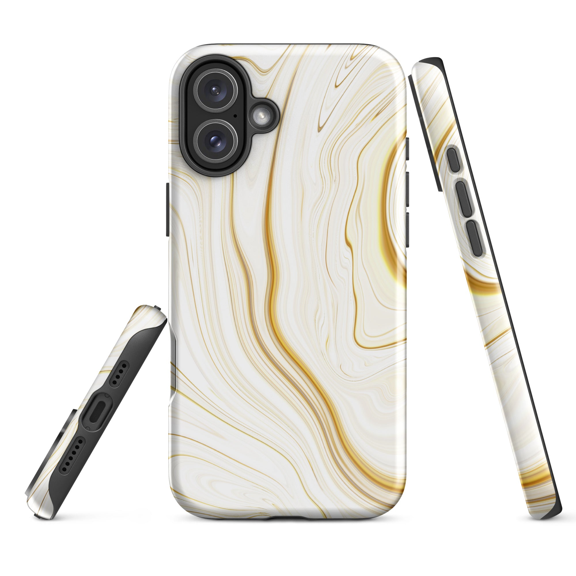 Tough Case for iPhone® Liquid Gold Marble White