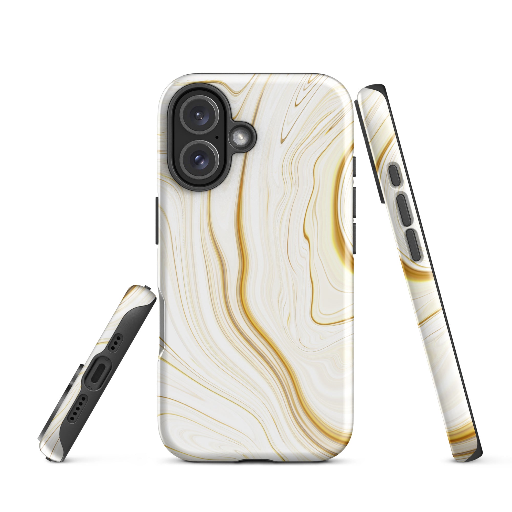 Tough Case for iPhone® Liquid Gold Marble White