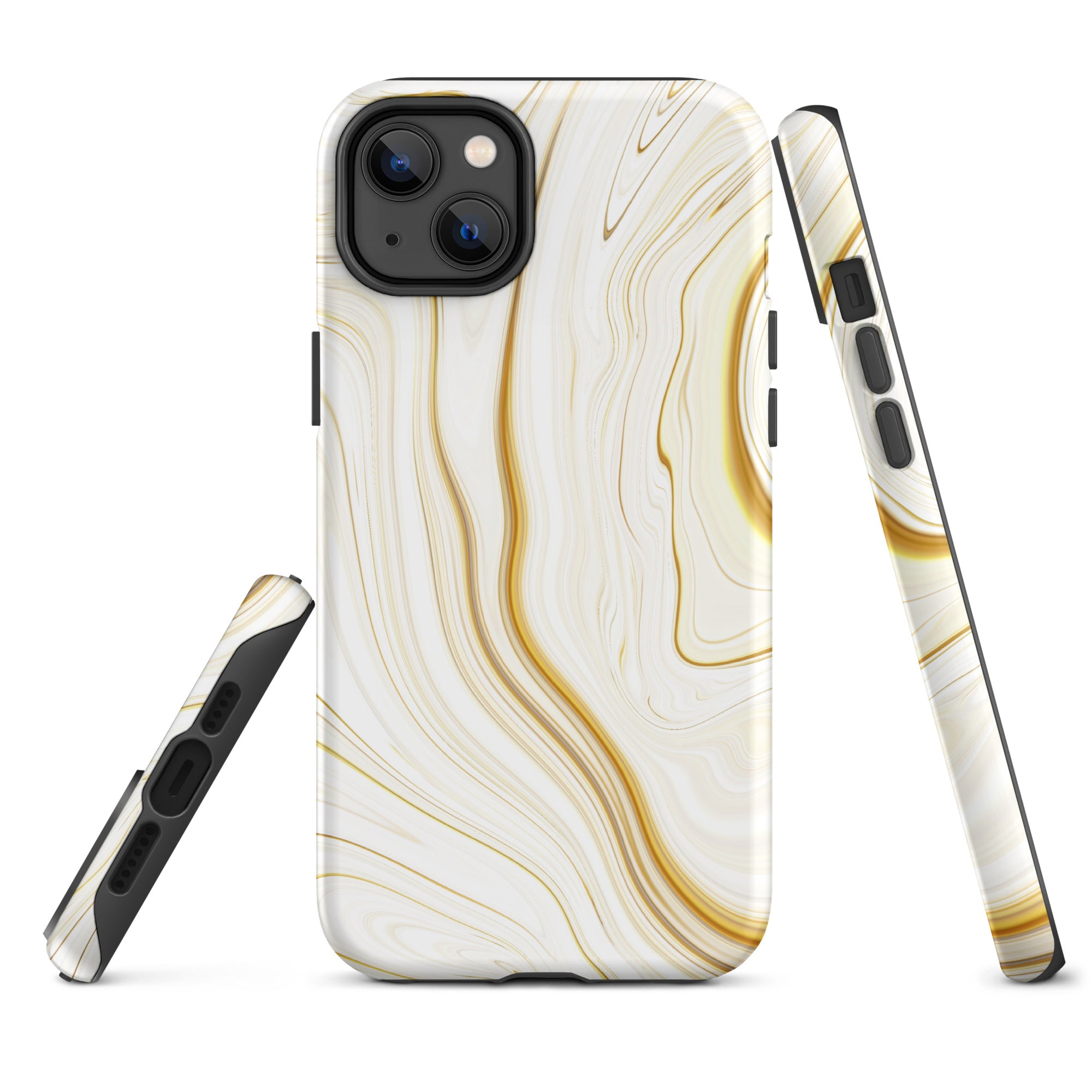 Tough Case for iPhone® Liquid Gold Marble White