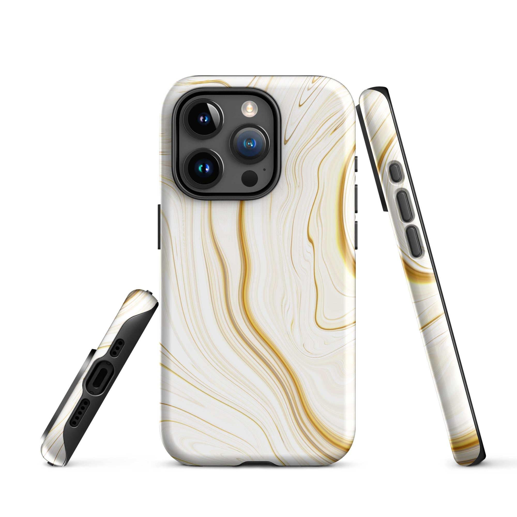 Tough Case for iPhone® Liquid Gold Marble White