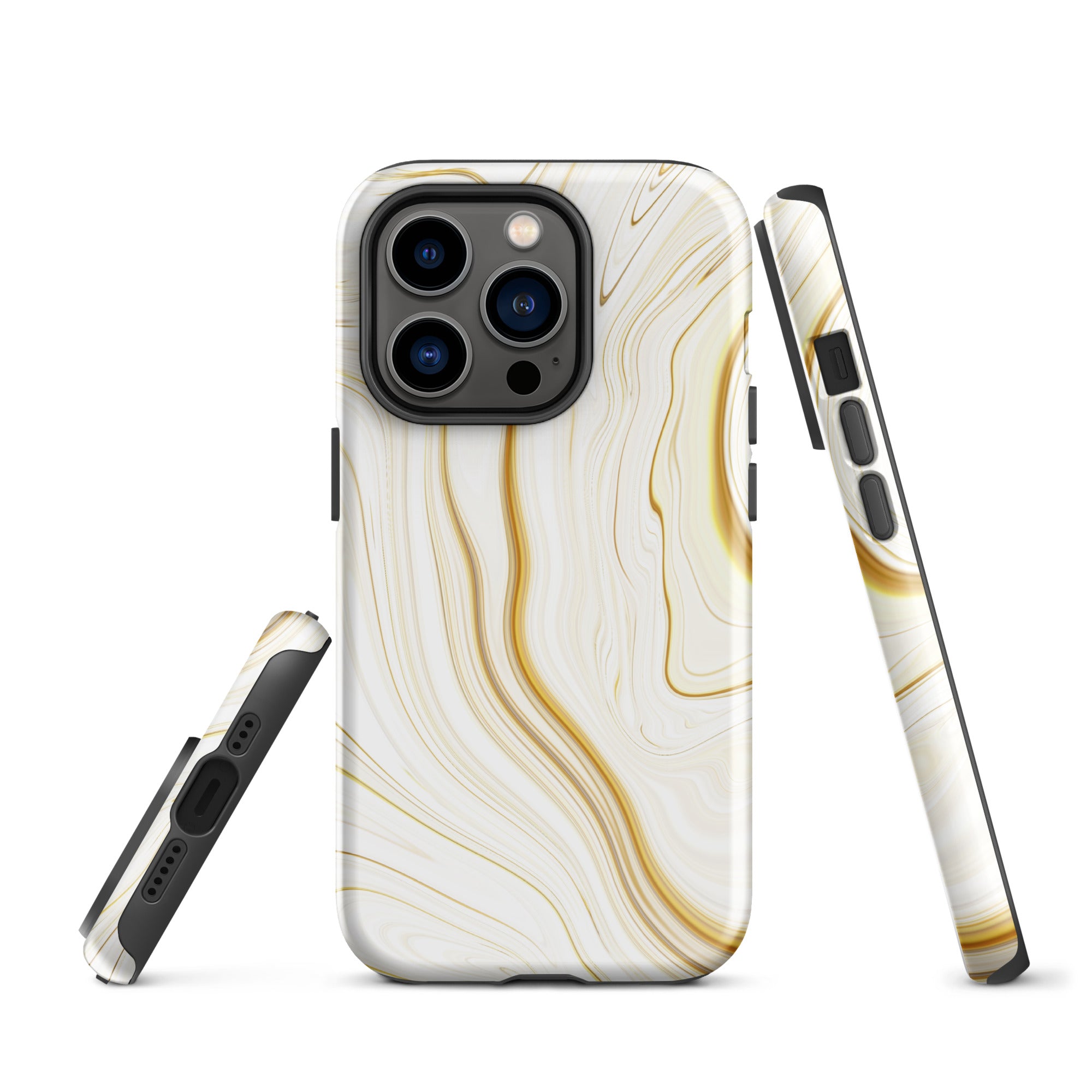 Tough Case for iPhone® Liquid Gold Marble White