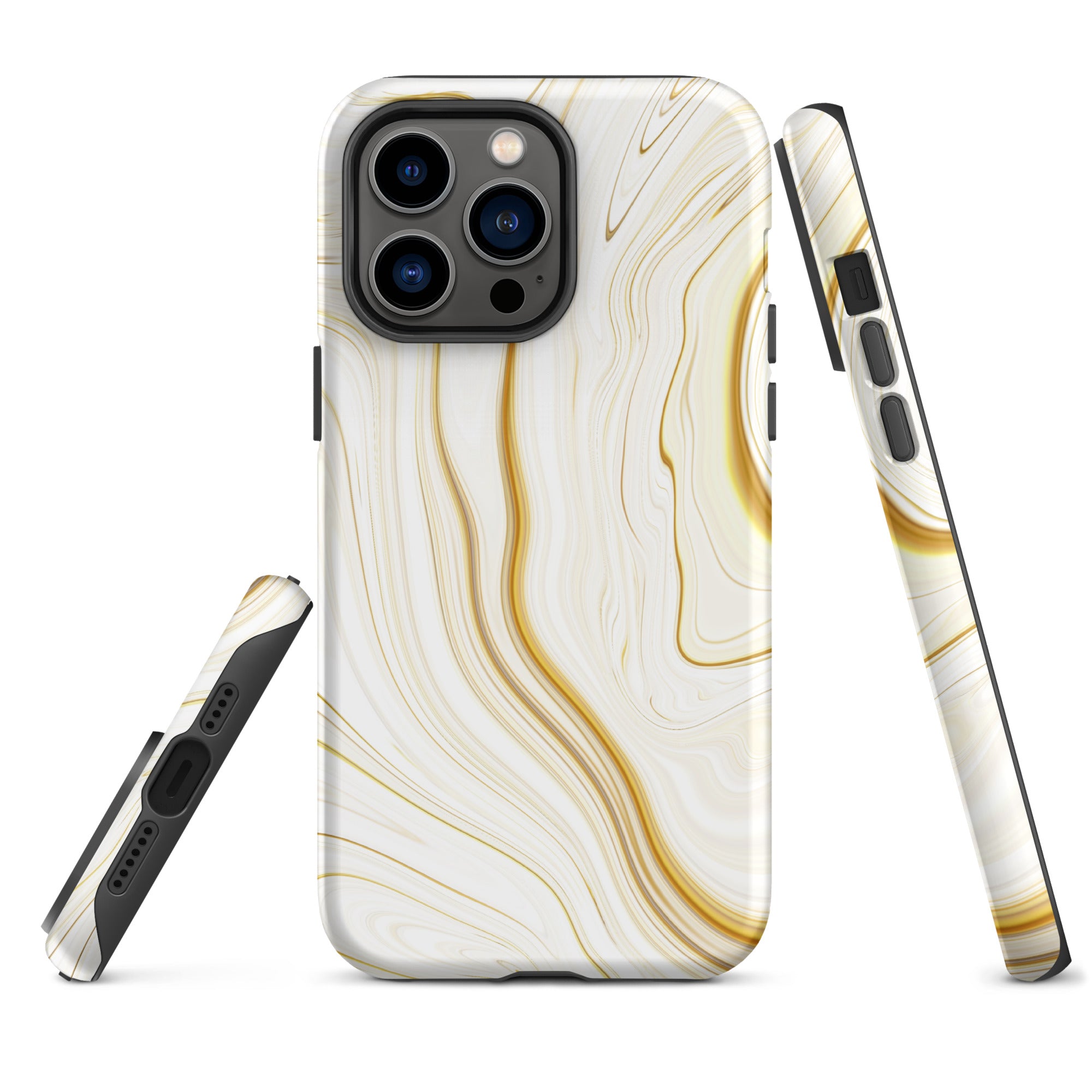 Tough Case for iPhone® Liquid Gold Marble White