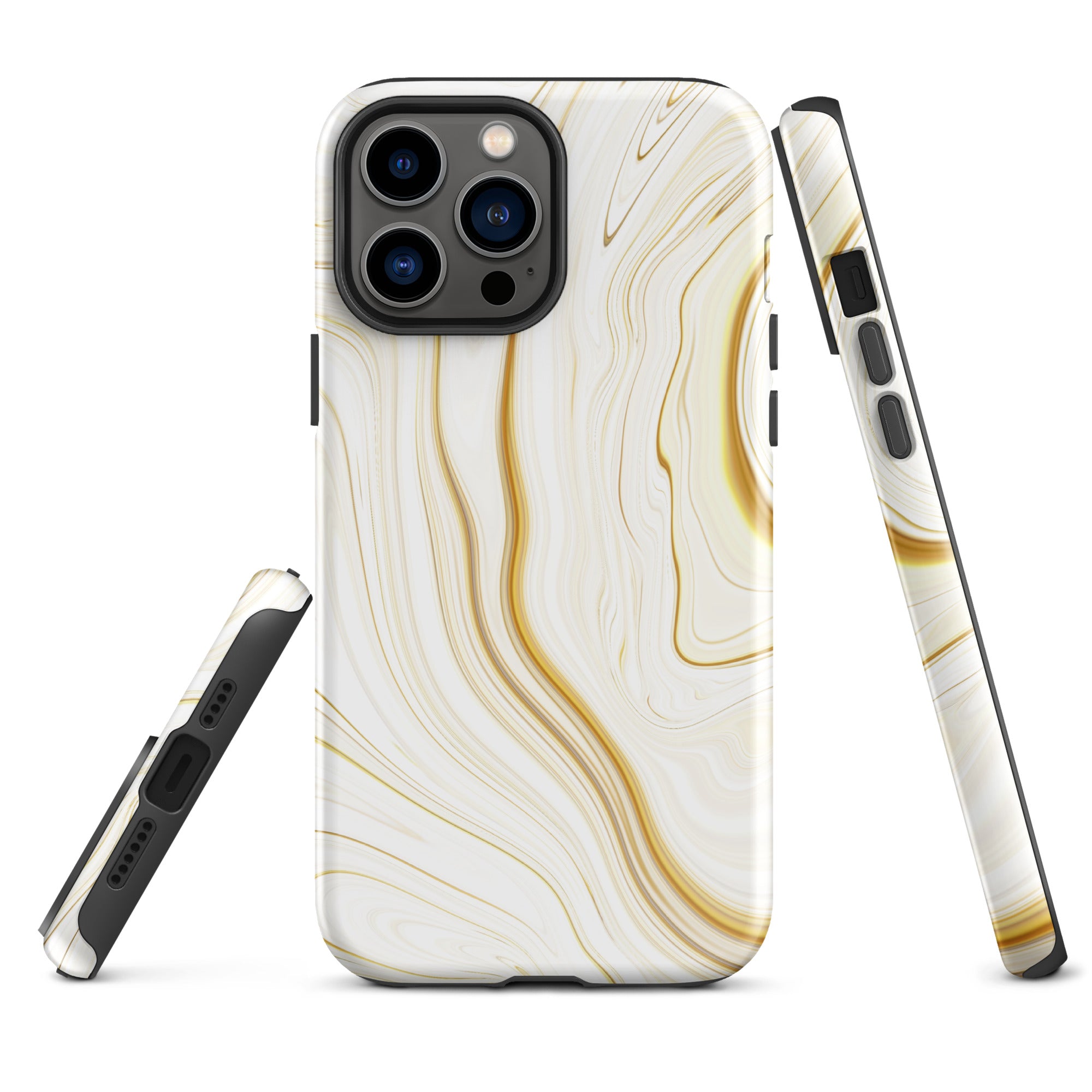 Tough Case for iPhone® Liquid Gold Marble White