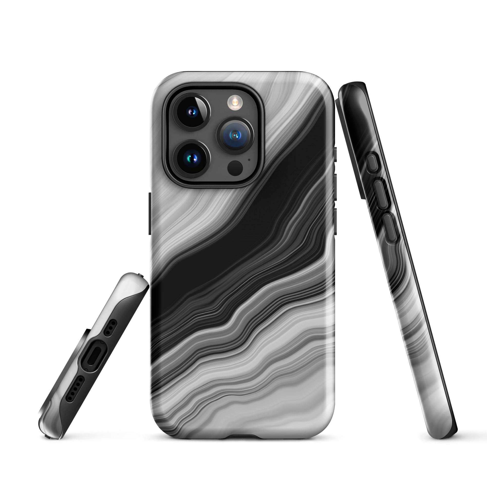 Tough Case for iPhone® Liquid Marble Black