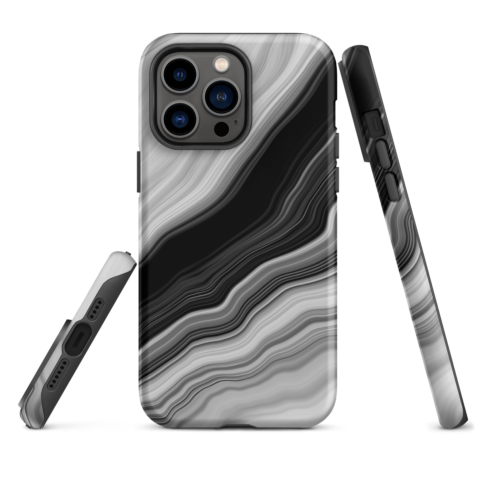 Tough Case for iPhone® Liquid Marble Black