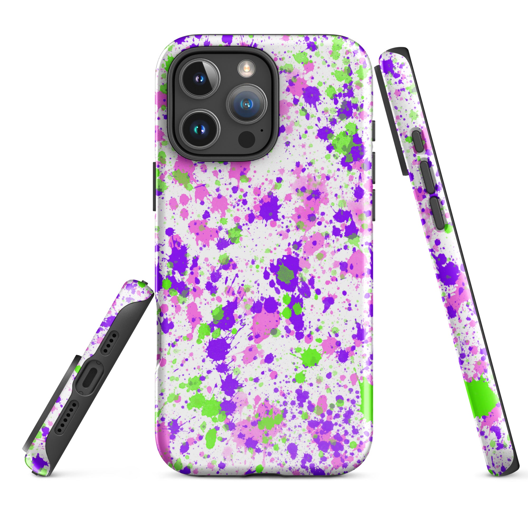 Tough Case for iPhone® Paint Splatter Purple