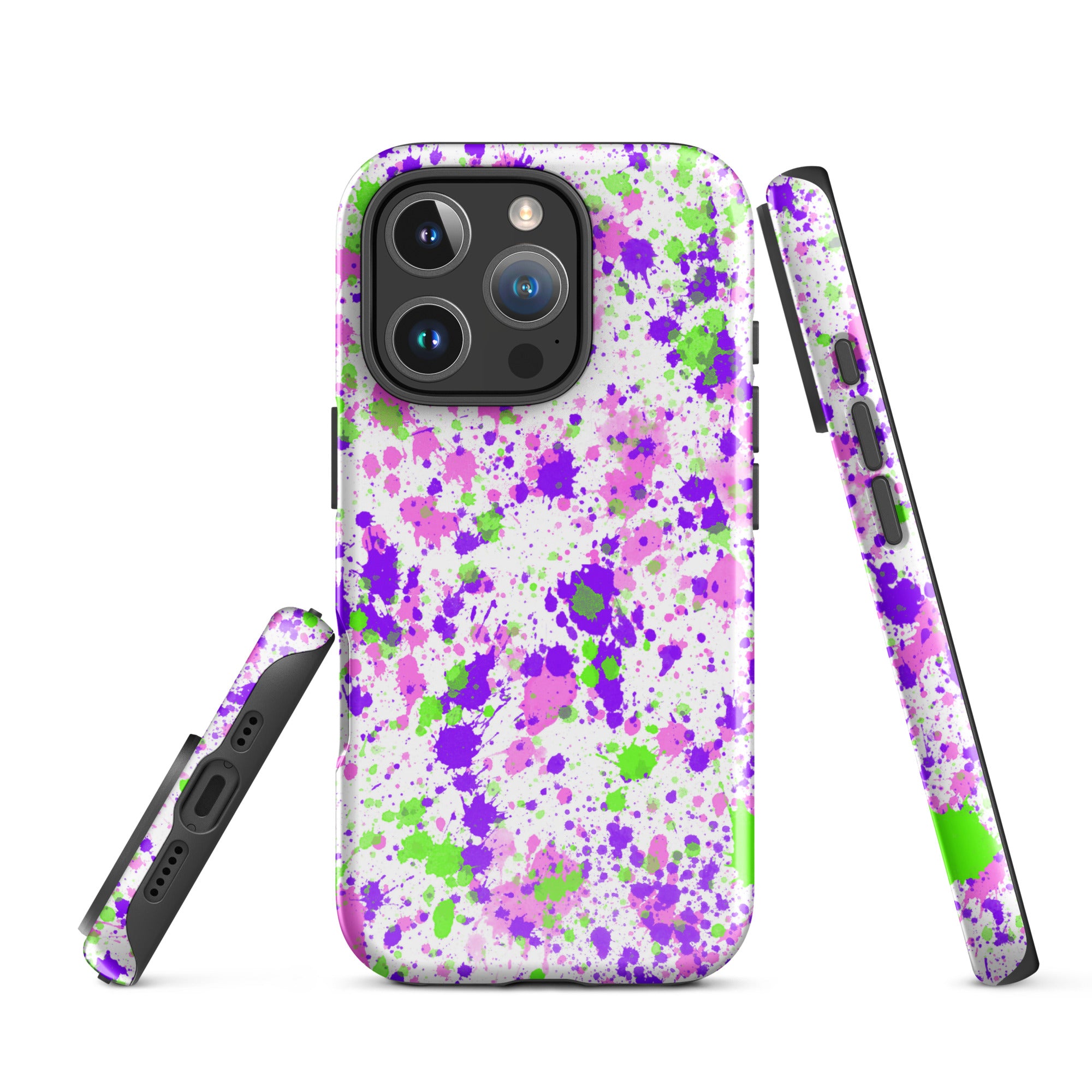 Tough Case for iPhone® Paint Splatter Purple