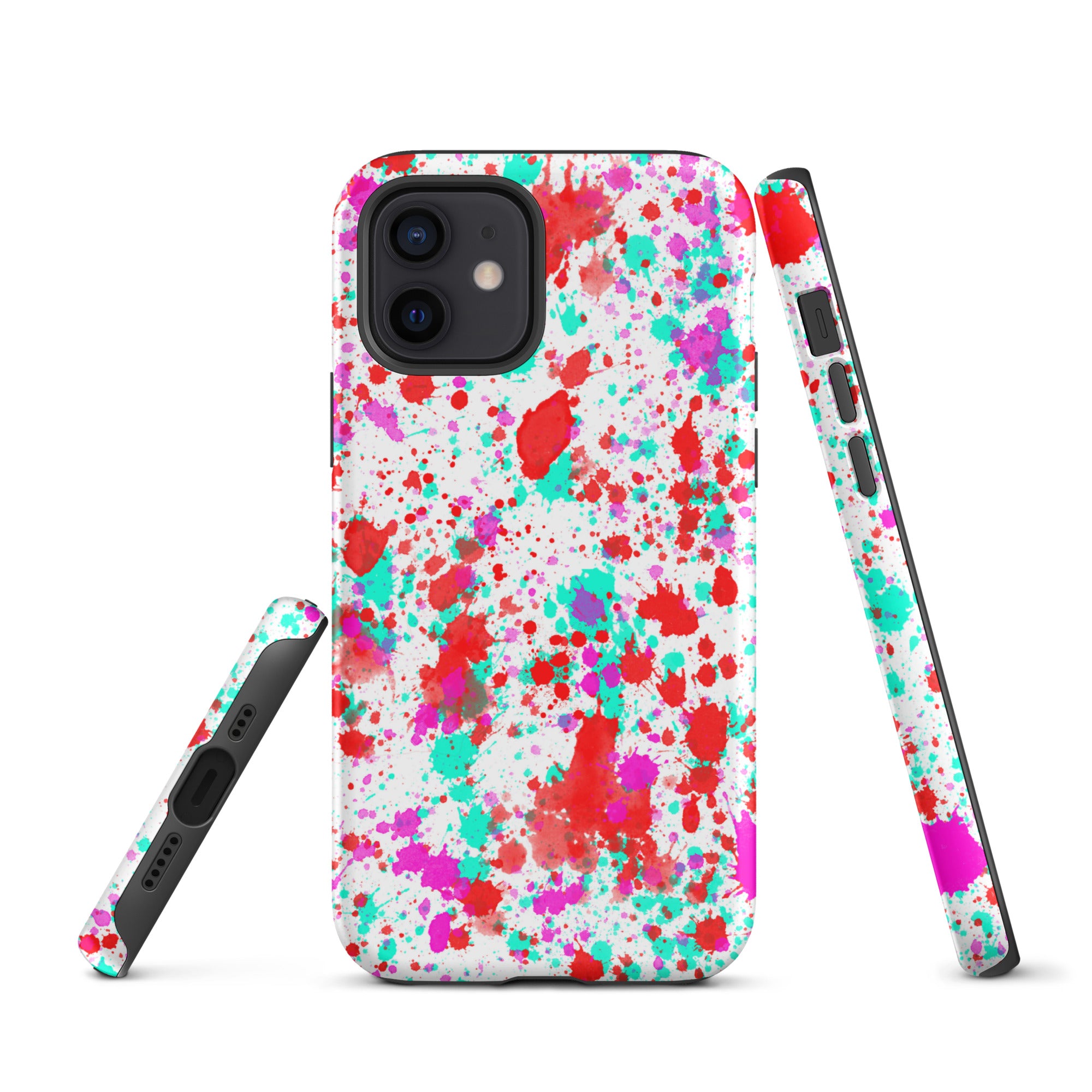 Tough Case for iPhone® Paint Splatter Red with Cyan