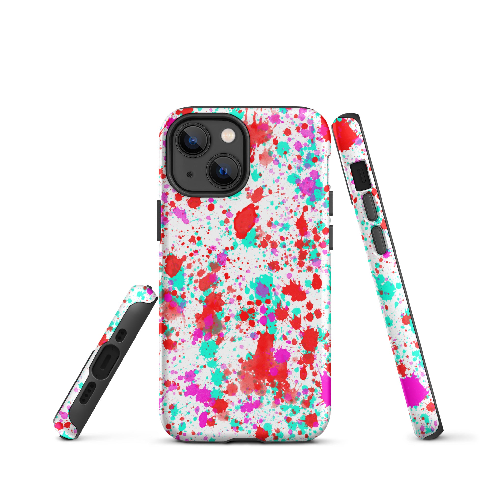 Tough Case for iPhone® Paint Splatter Red with Cyan