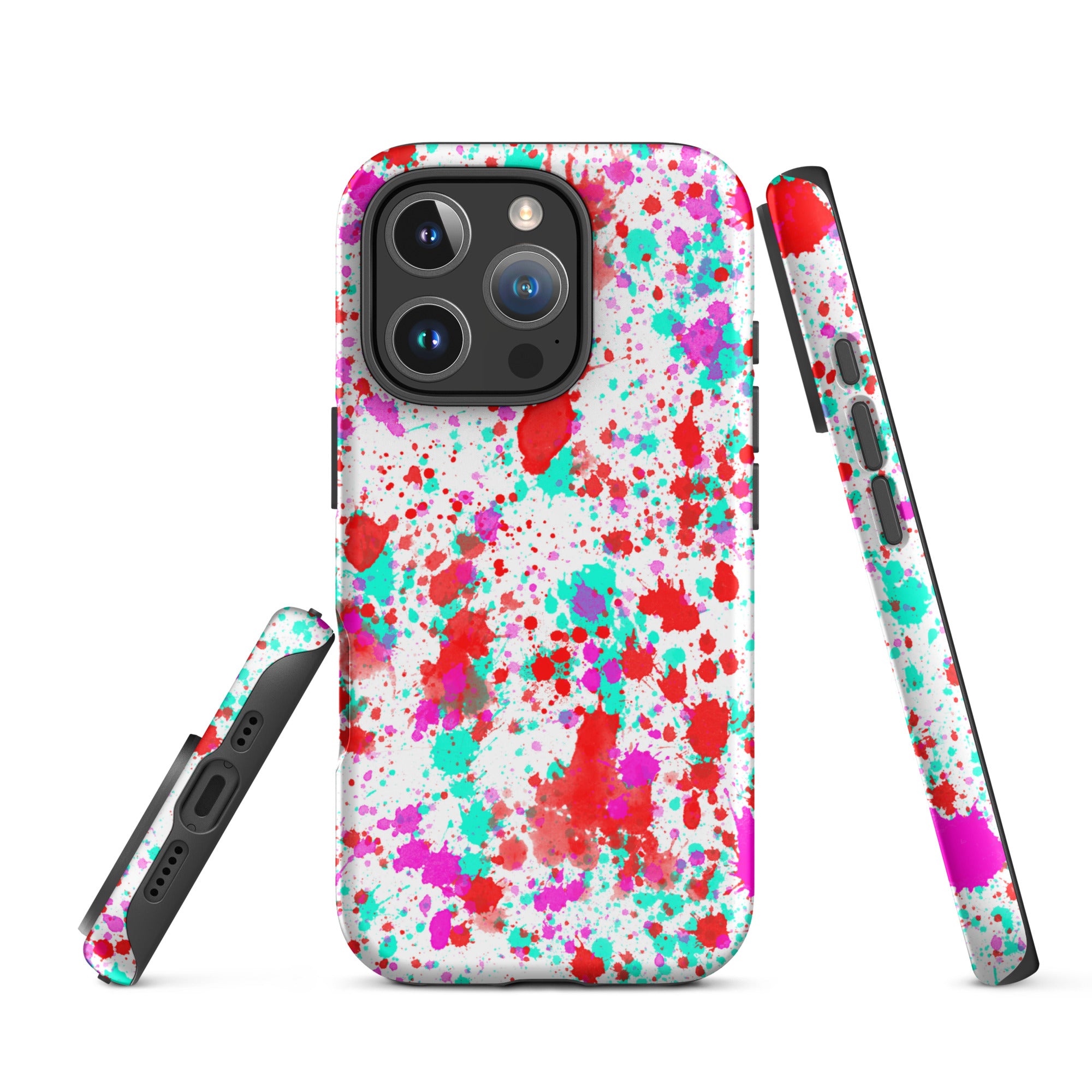 Tough Case for iPhone® Paint Splatter Red with Cyan