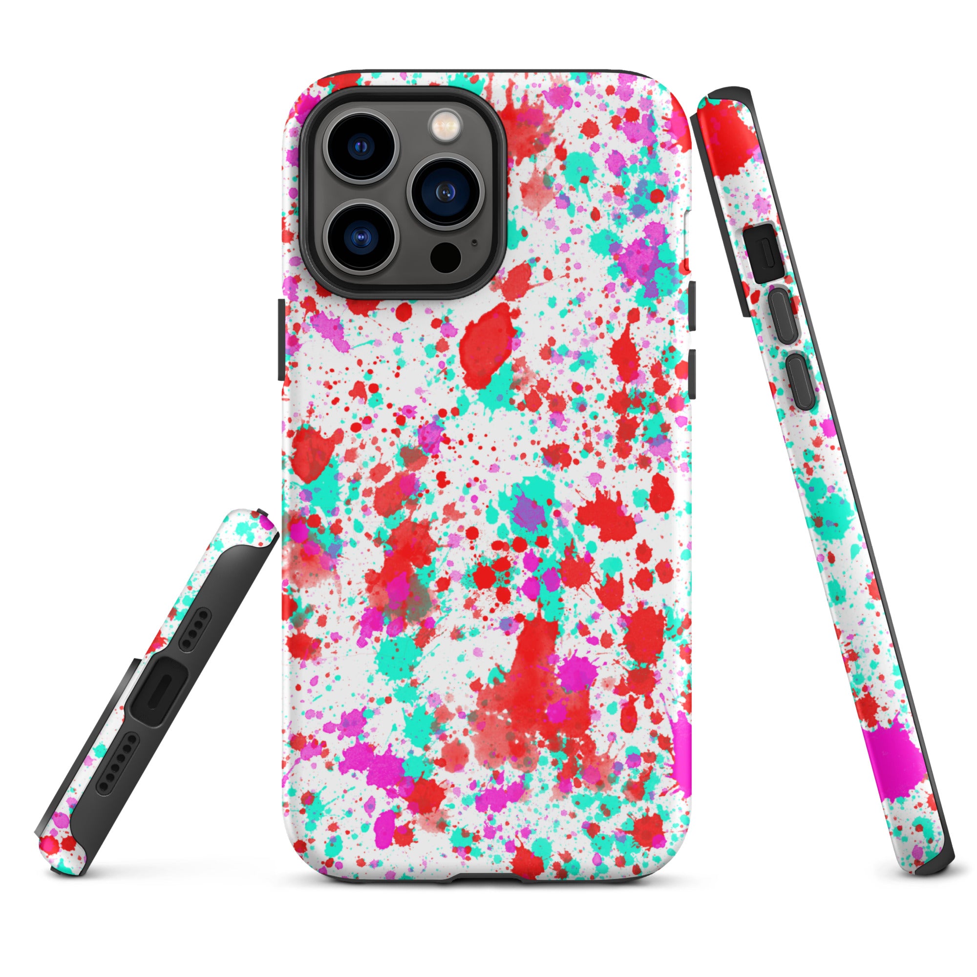 Tough Case for iPhone® Paint Splatter Red with Cyan
