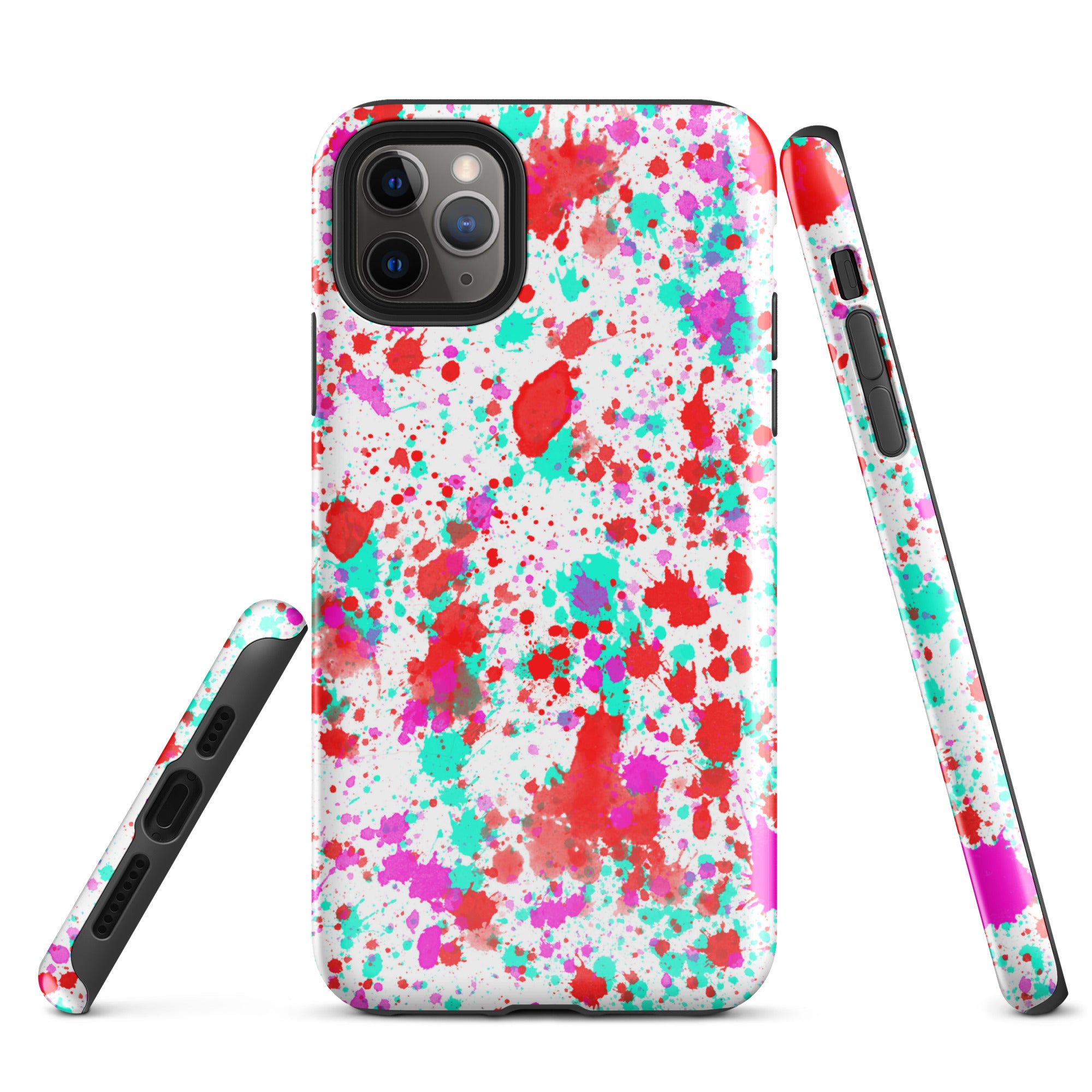 Tough Case for iPhone® Paint Splatter Red with Cyan