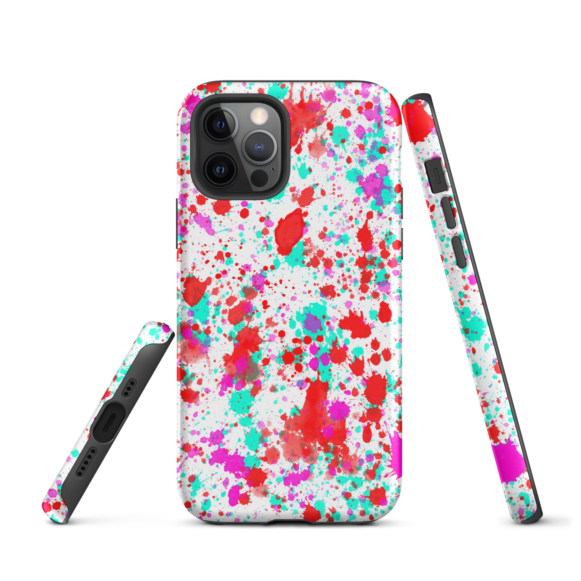 Tough Case for iPhone® Paint Splatter Red with Cyan