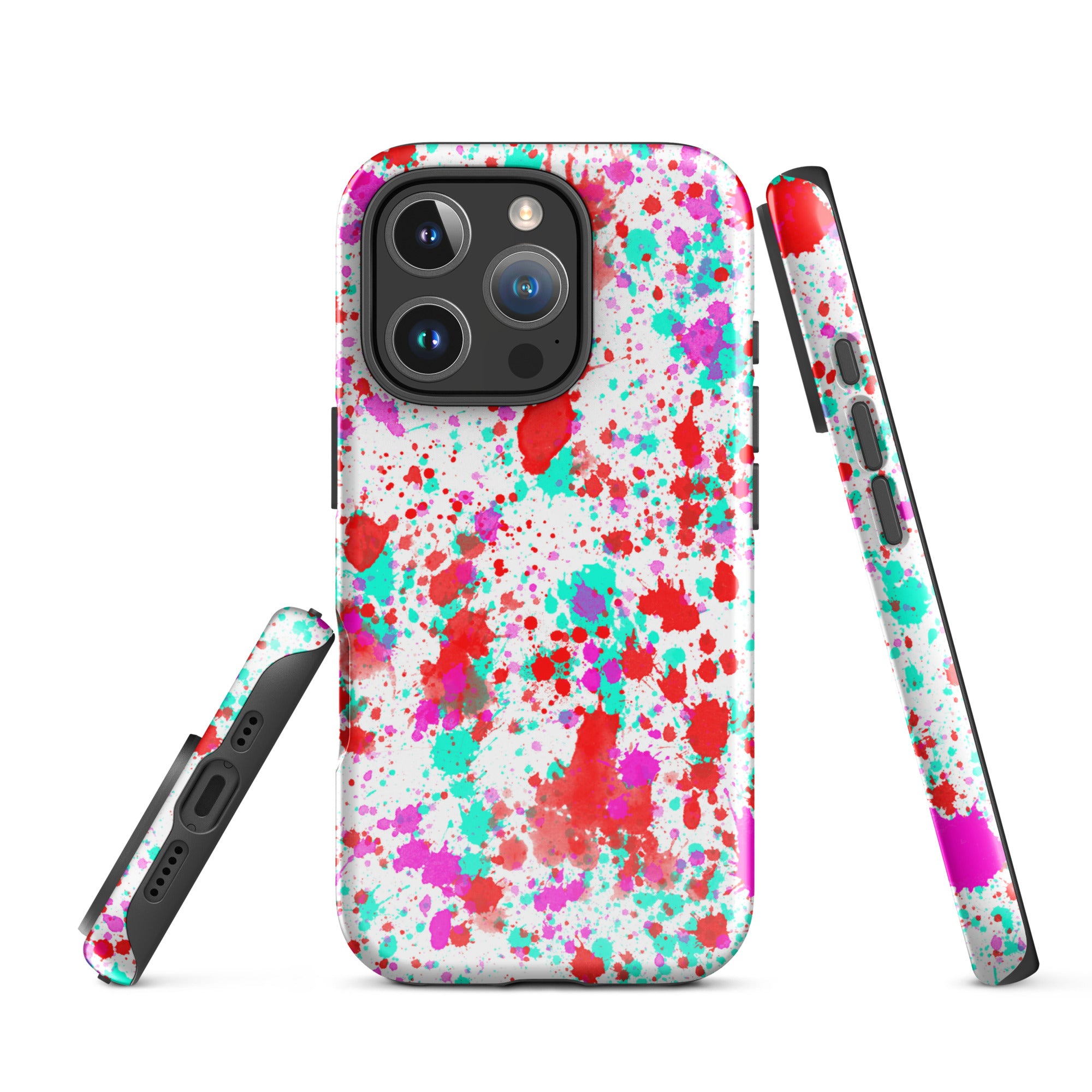 Tough Case for iPhone® Paint Splatter Red with Cyan