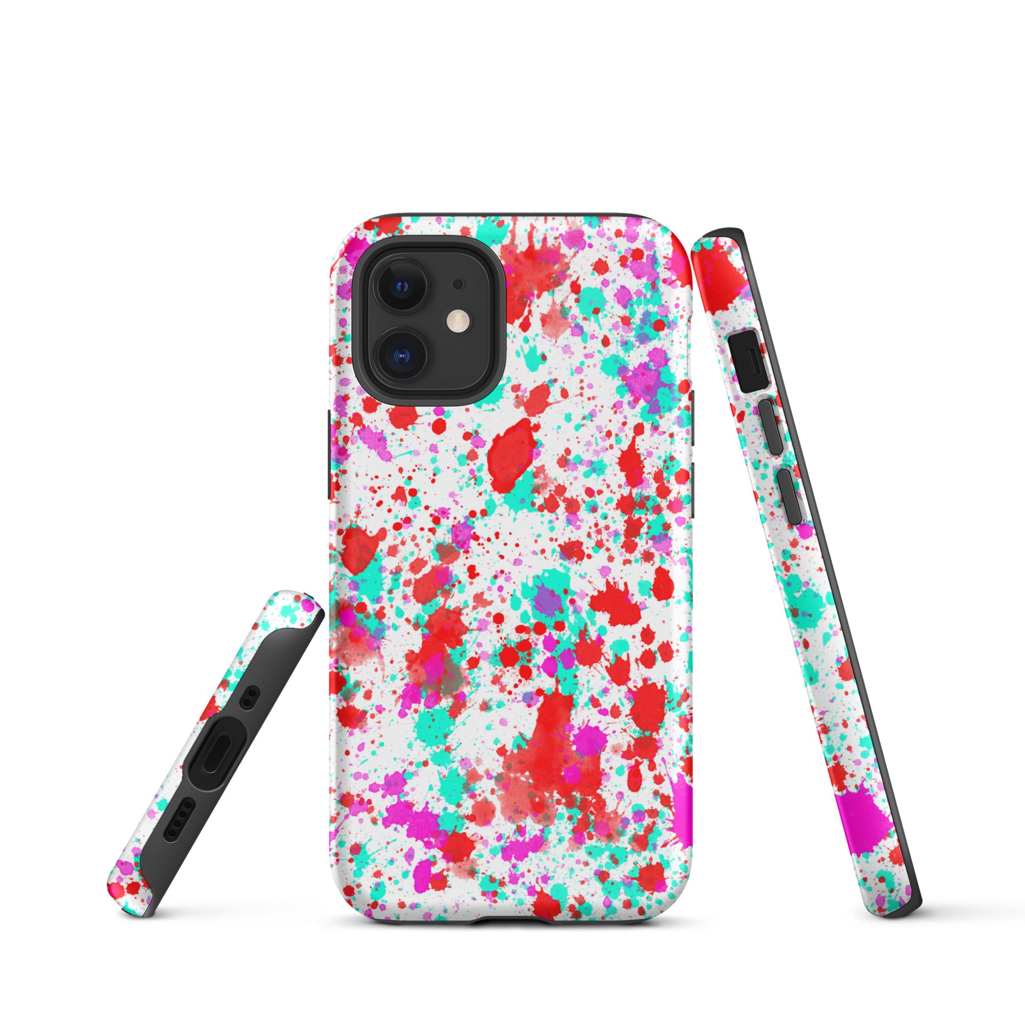 Tough Case for iPhone® Paint Splatter Red with Cyan