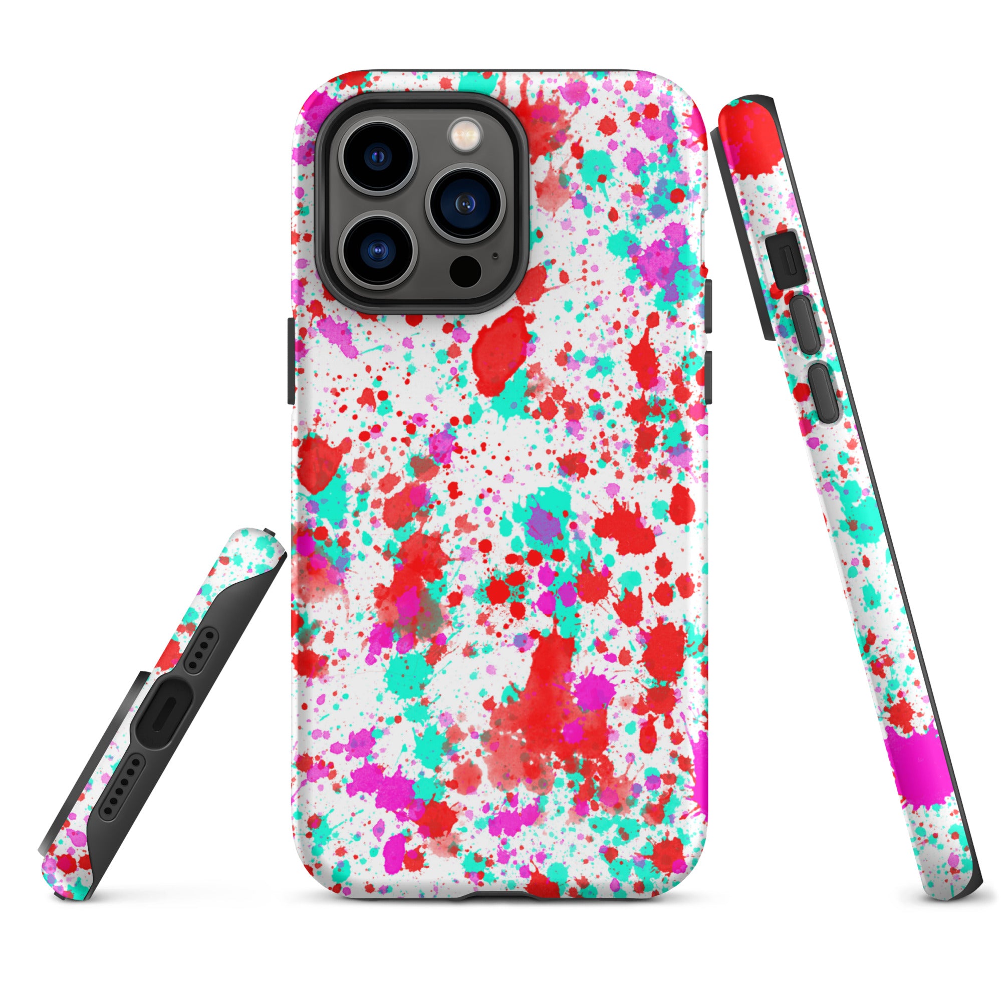 Tough Case for iPhone® Paint Splatter Red with Cyan