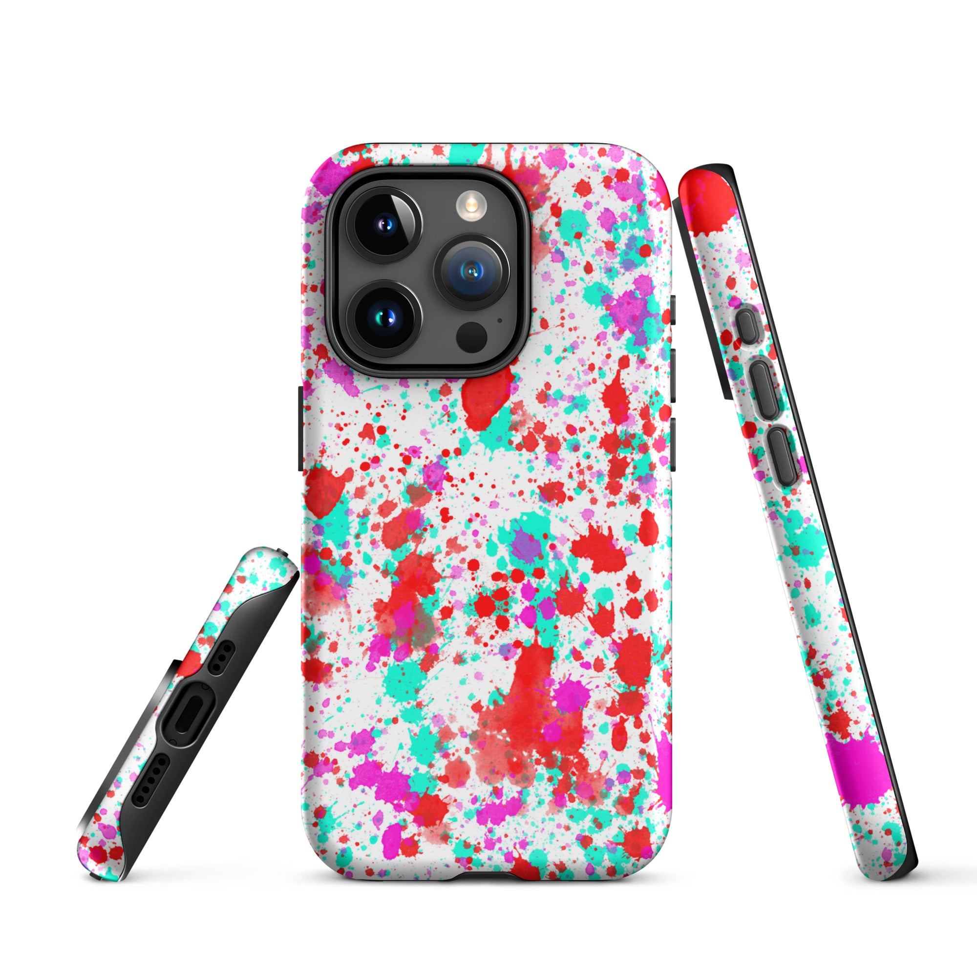 Tough Case for iPhone® Paint Splatter Red with Cyan