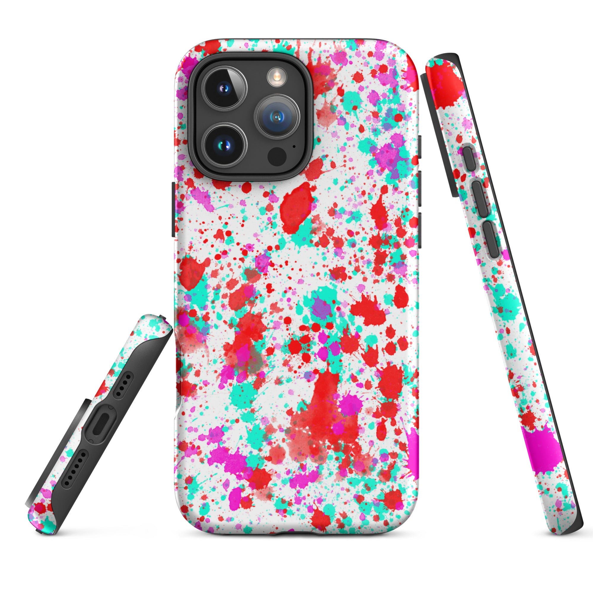 Tough Case for iPhone® Paint Splatter Red with Cyan