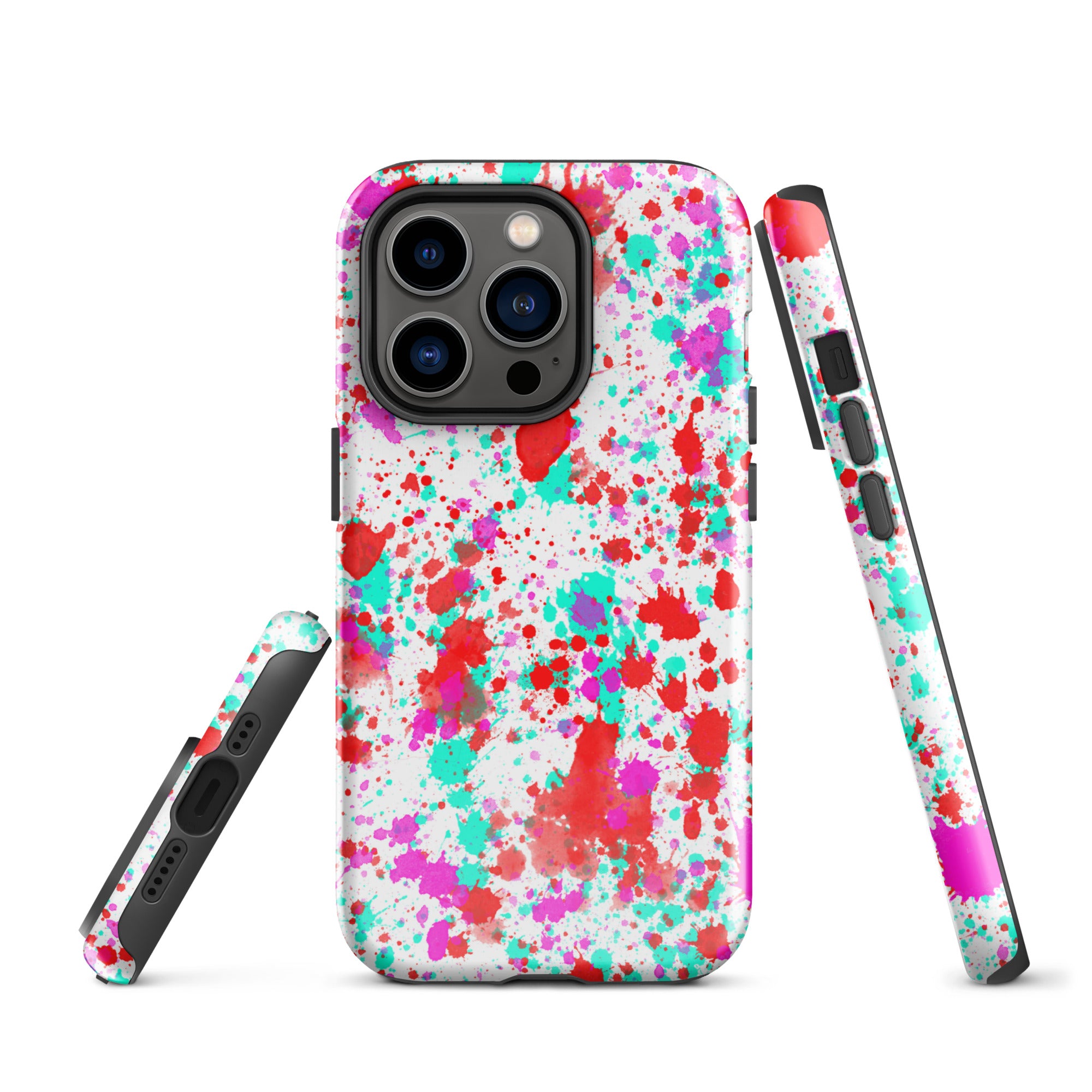 Tough Case for iPhone® Paint Splatter Red with Cyan
