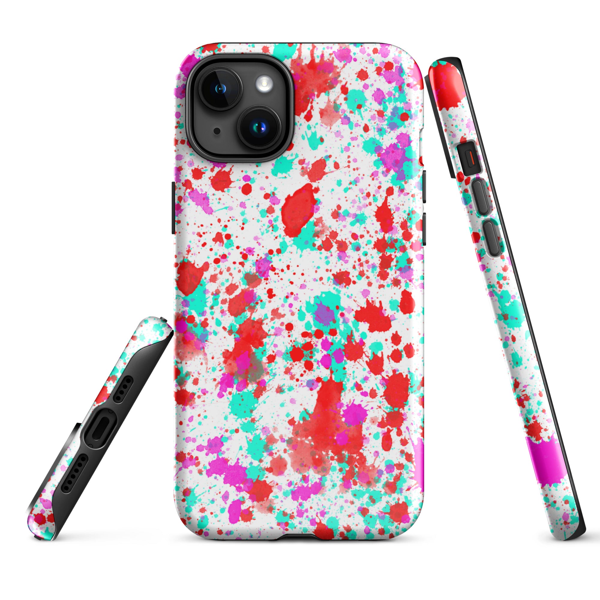 Tough Case for iPhone® Paint Splatter Red with Cyan