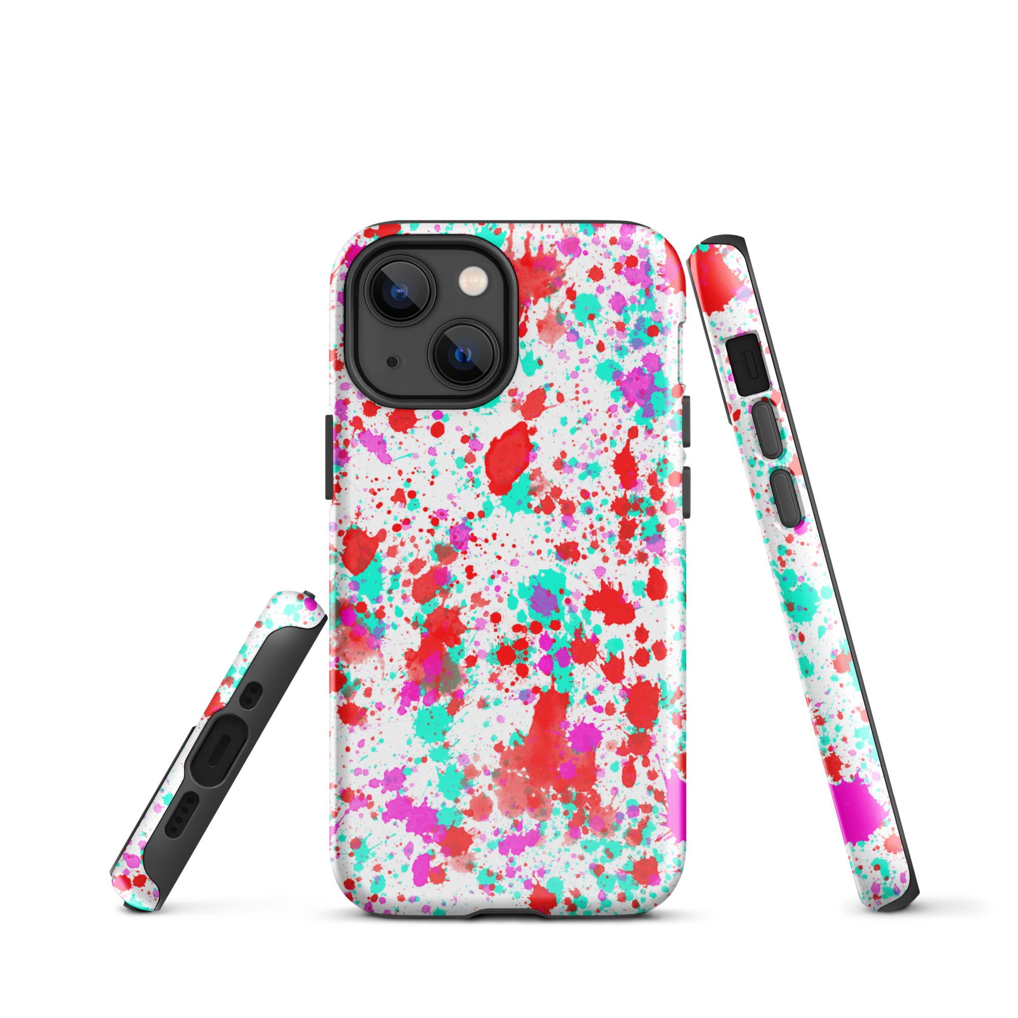 Tough Case for iPhone® Paint Splatter Red with Cyan