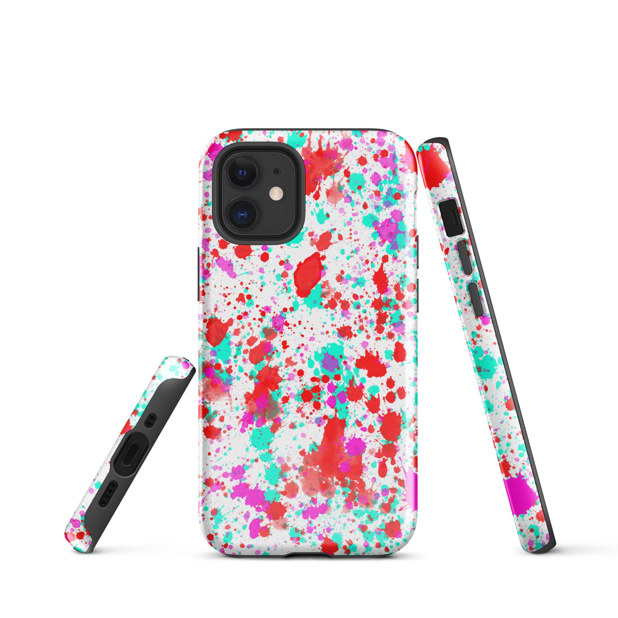 Tough Case for iPhone® Paint Splatter Red with Cyan