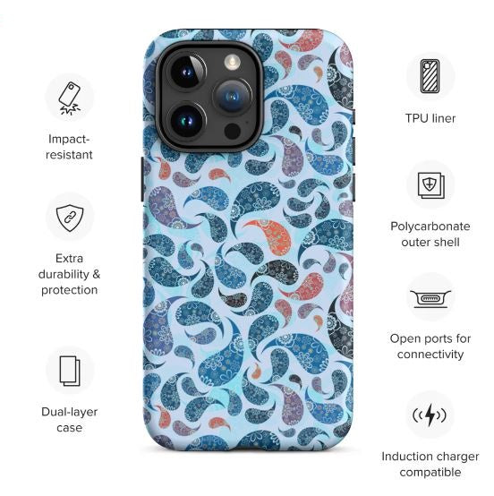 Tough Case for iPhone® Paisley Blue