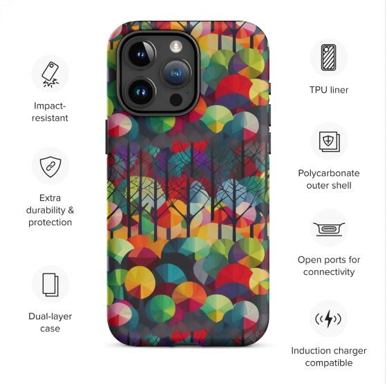 Tough Case for iPhone® Rainbow Forest Pattern III