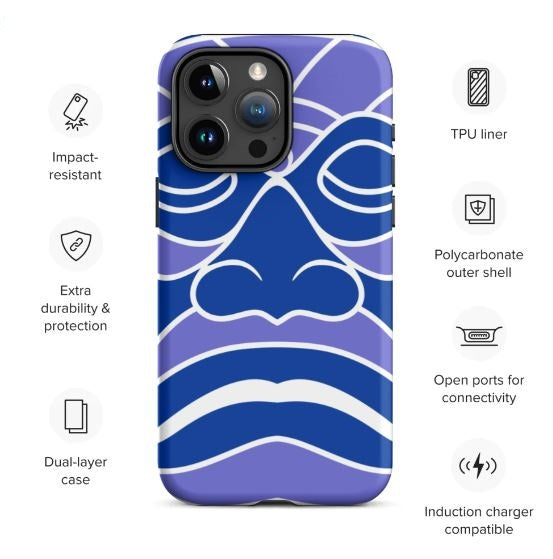 Tough Case for iPhone® Totem Mask Blue
