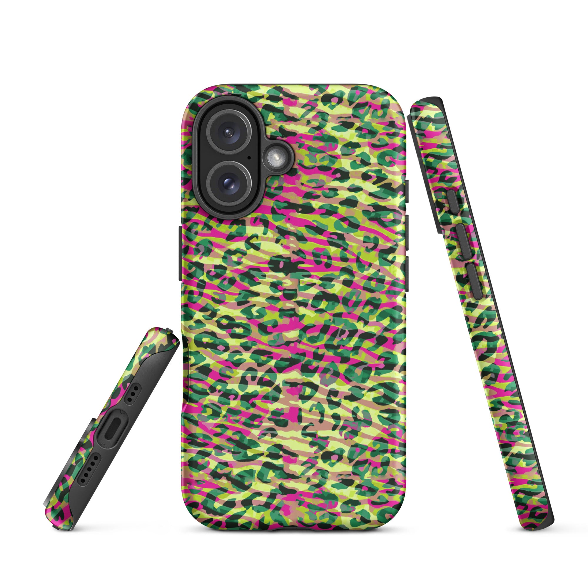 Tough Case for iPhone® Zebra and Leopard Print Magenta with Yellow