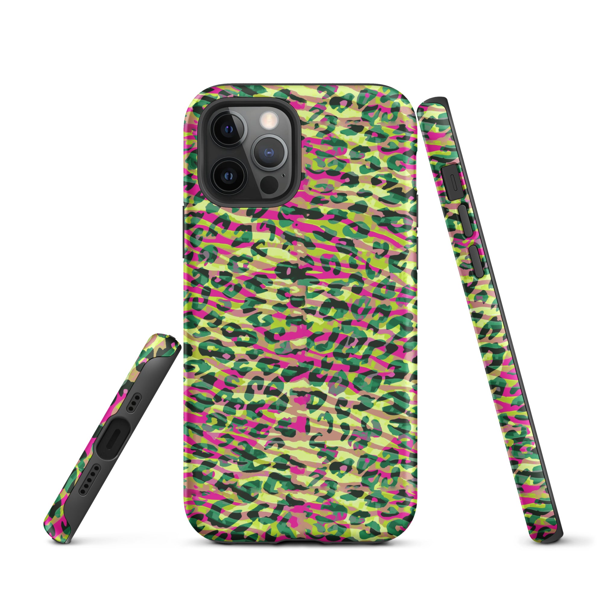 Tough Case for iPhone® Zebra and Leopard Print Magenta with Yellow